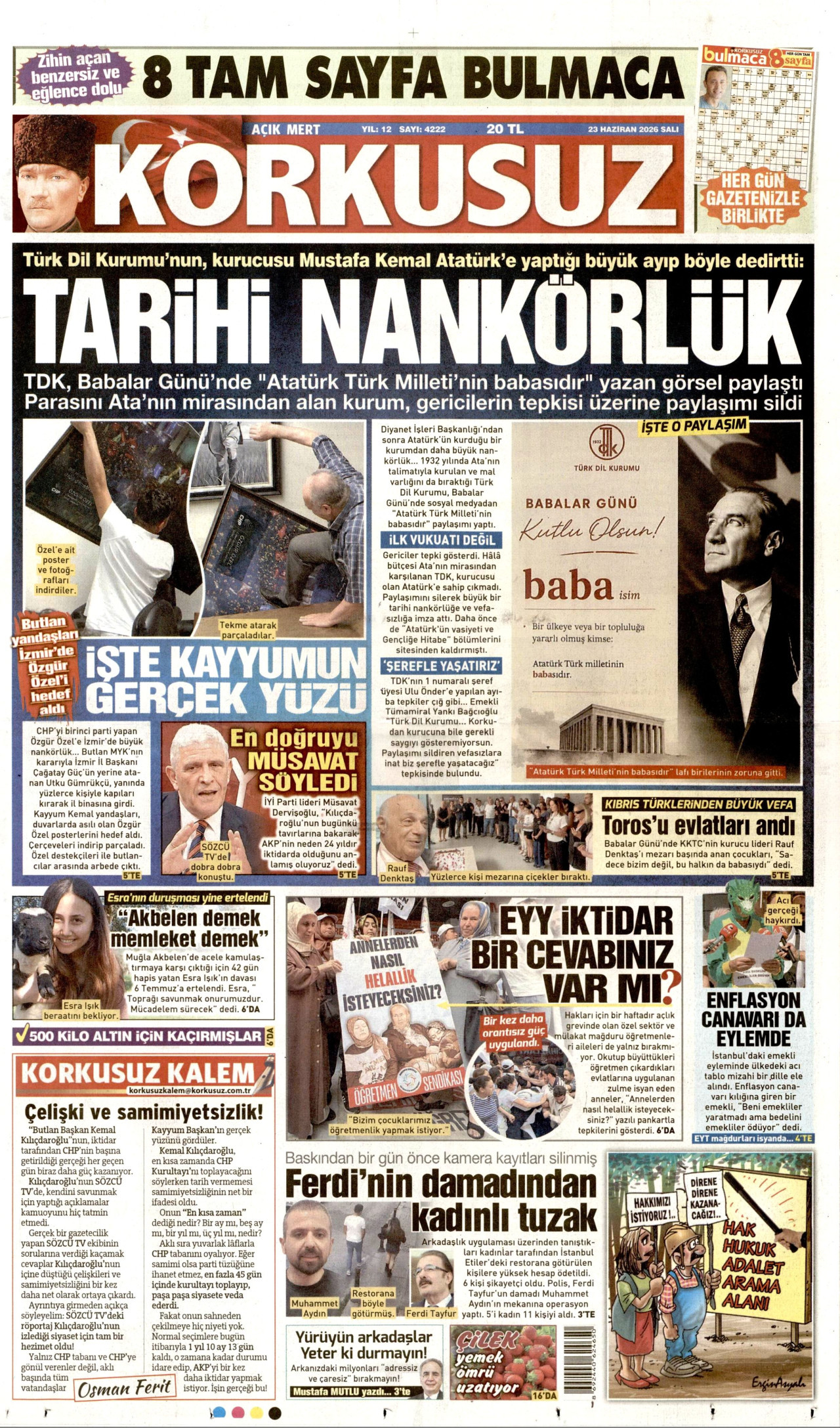 Korkusuz Gazetesi Manşeti - 23.06.2026