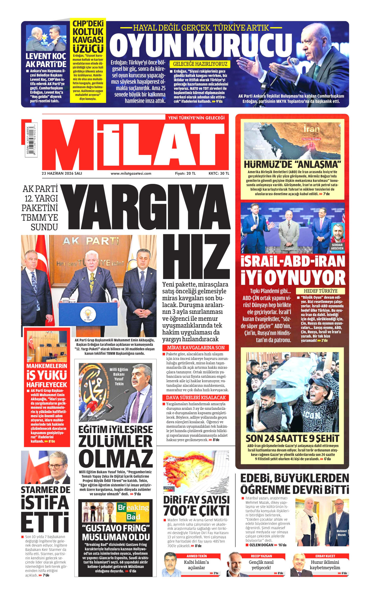 Milat Gazetesi Manşeti - 23.06.2026