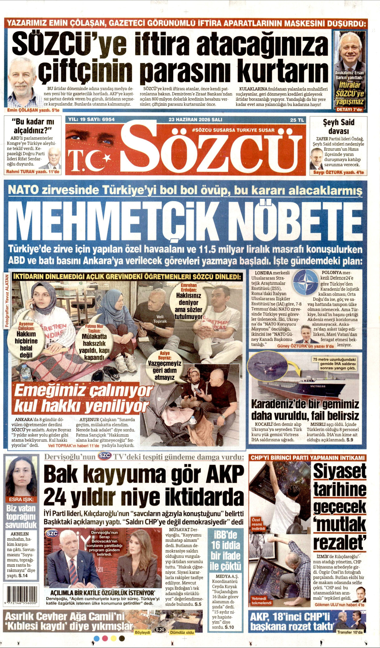 Sözcü Gazetesi Manşeti - 23.06.2026