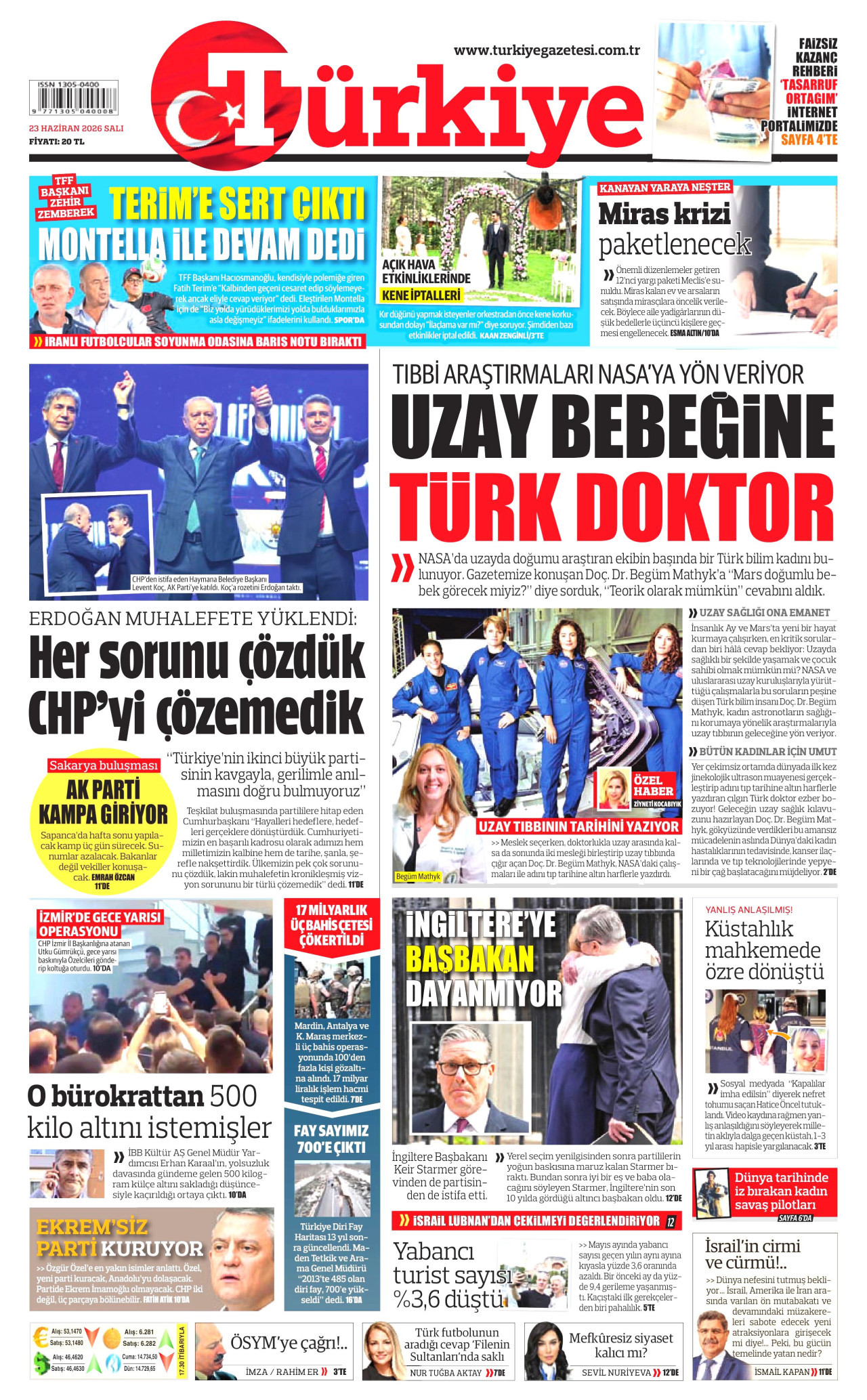Türkiye Gazetesi Gazetesi Manşeti - 23.06.2026