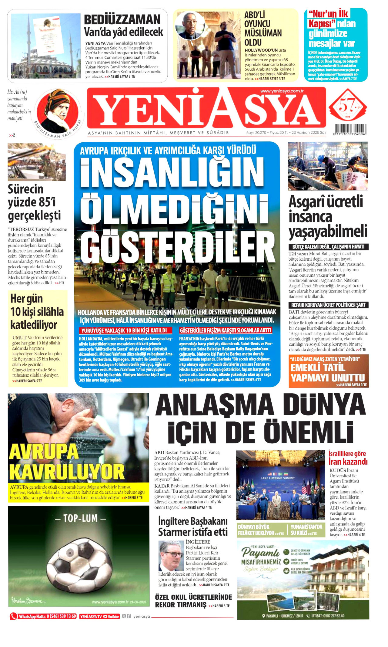 Yeni Asya Gazetesi Manşeti - 23.06.2026