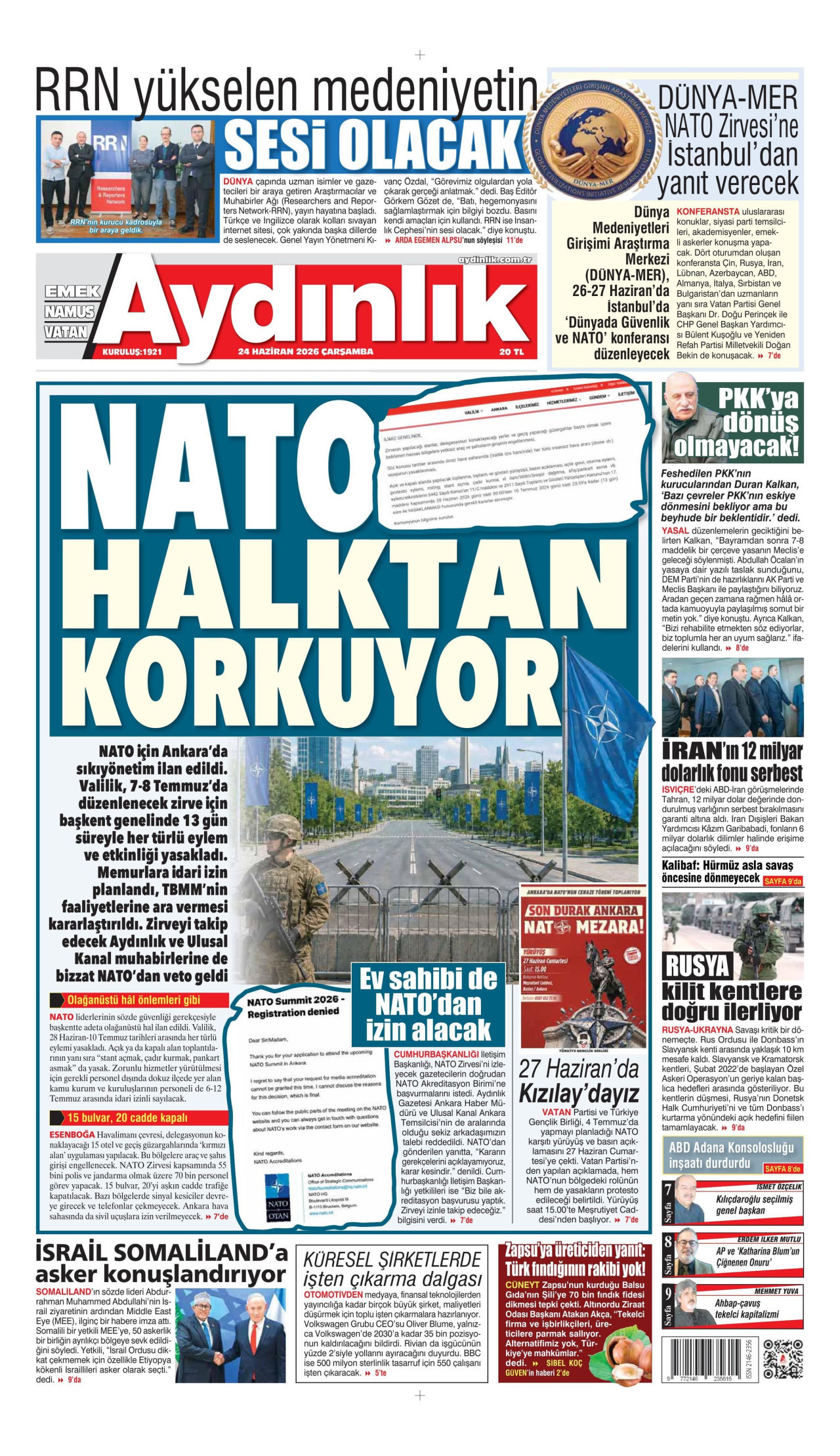 Aydınlık Gazetesi Manşet