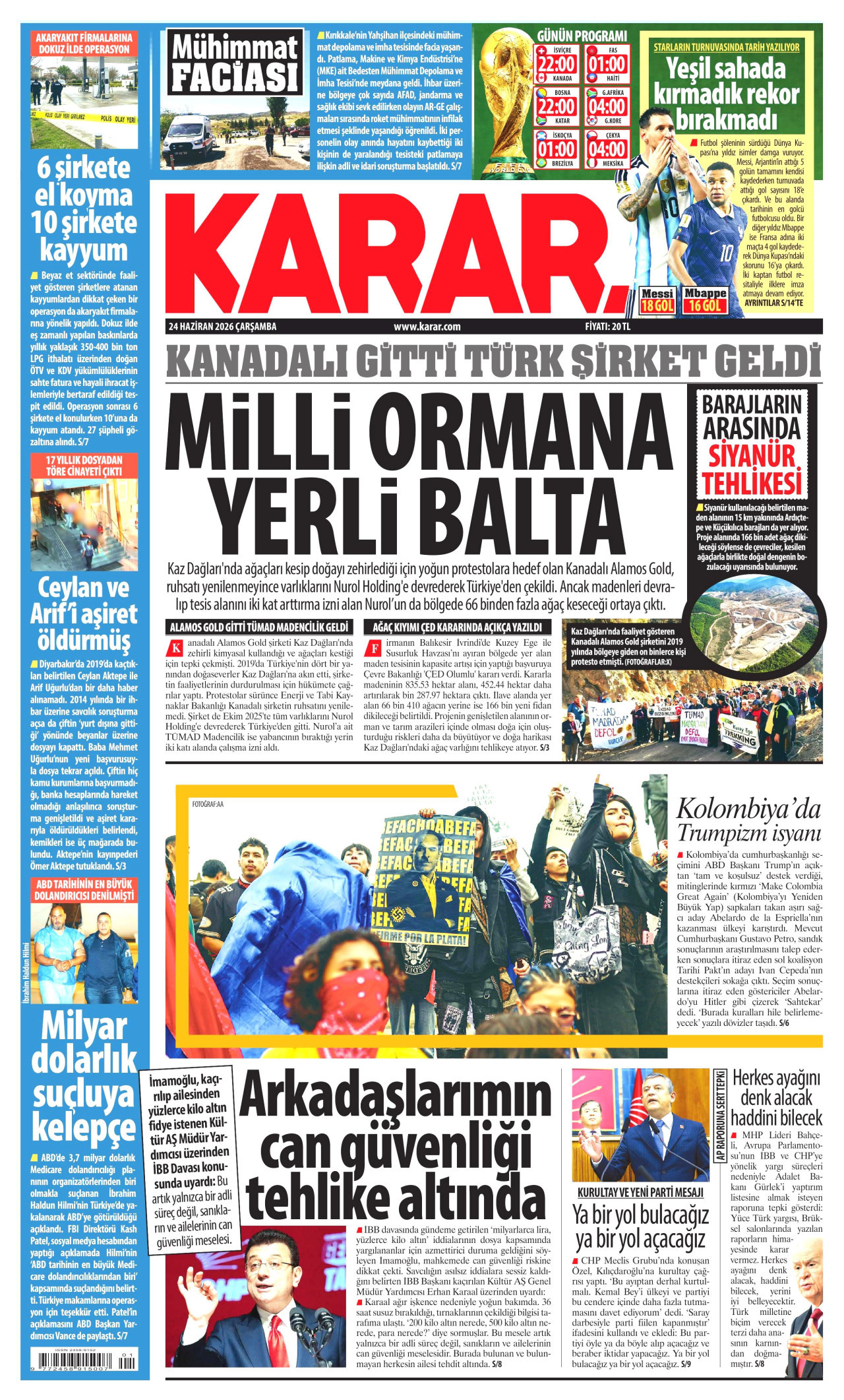 Karar Gazetesi Manşeti - 24.06.2026