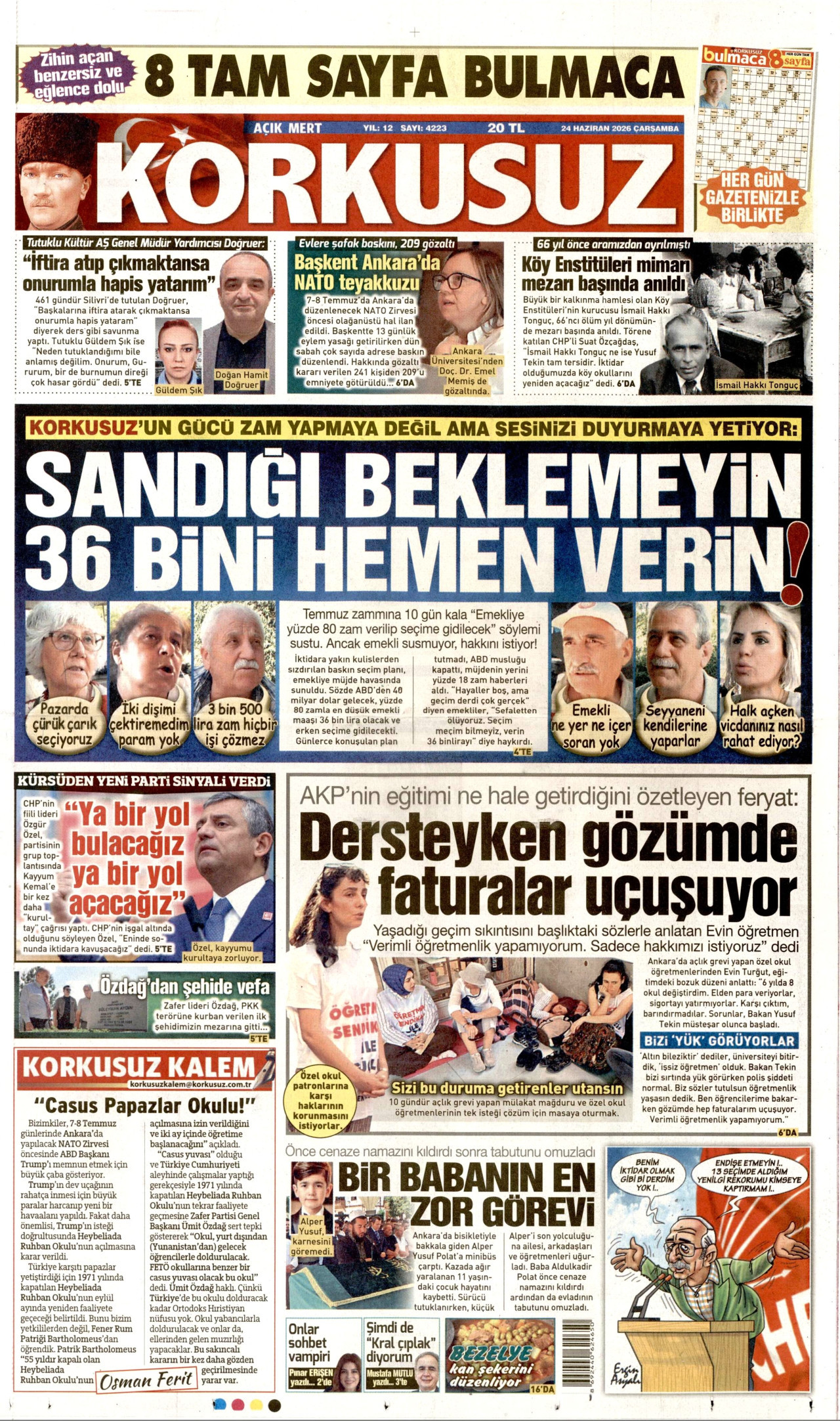Korkusuz Gazetesi Manşeti - 24.06.2026