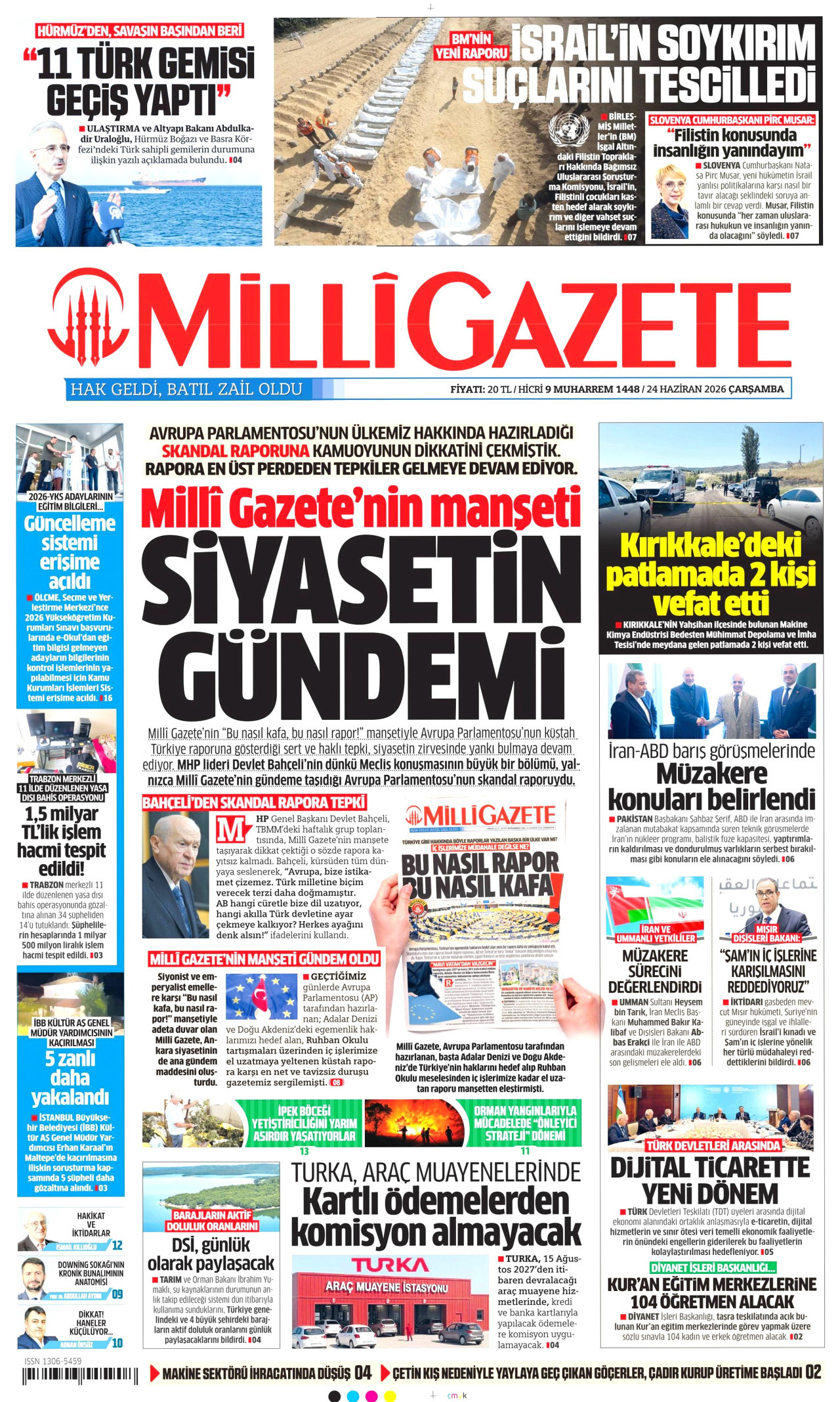 Milli Gazete Gazetesi Manşeti - 24.06.2026
