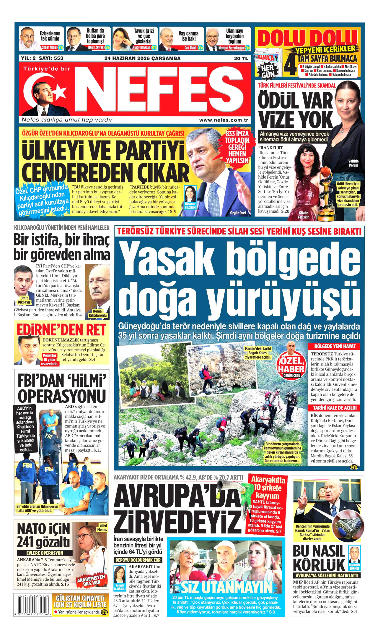 Nefes Gazetesi Manşeti - 24.06.2026