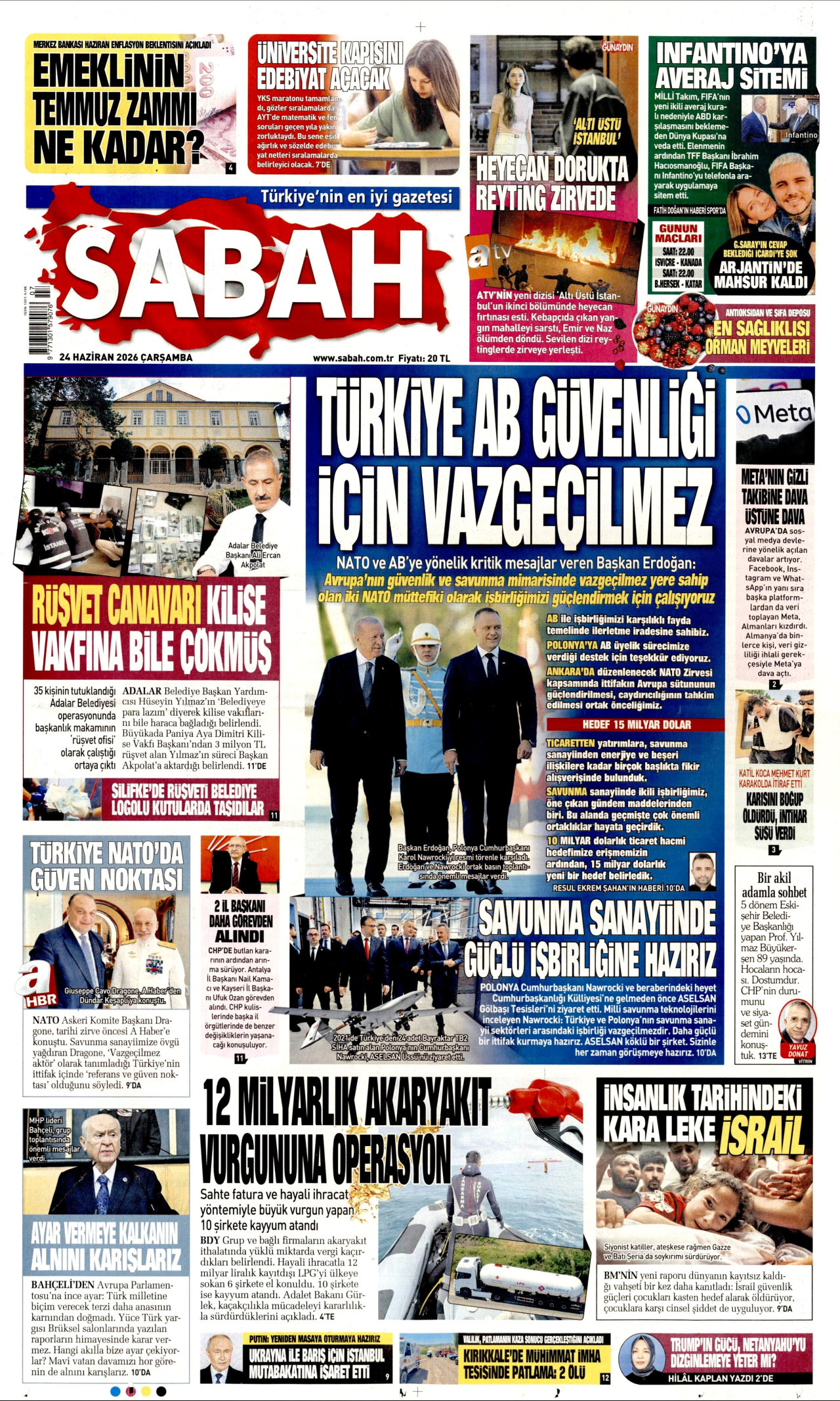 Sabah Gazetesi Manşeti - 24.06.2026