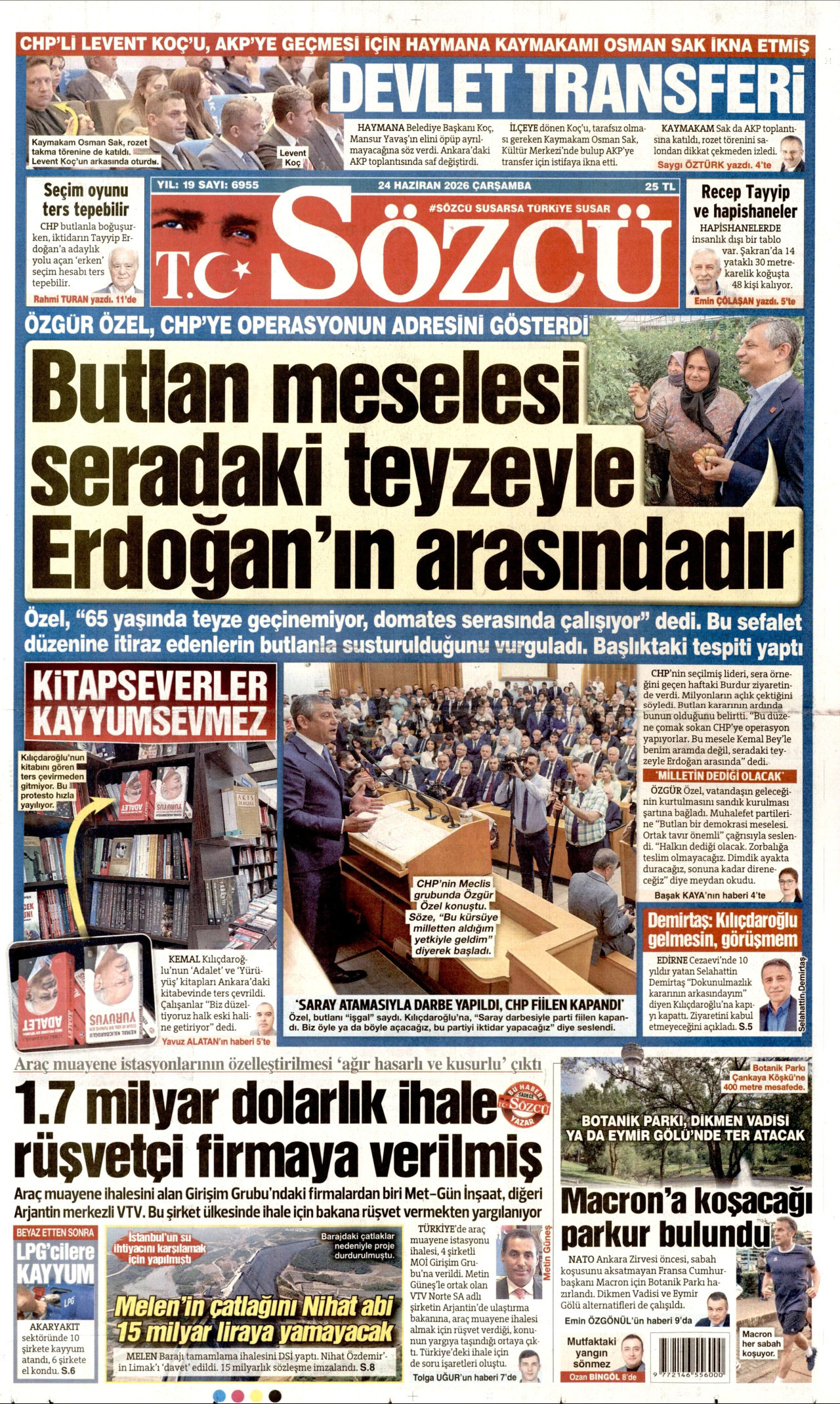 Sözcü Gazetesi Manşeti - 24.06.2026
