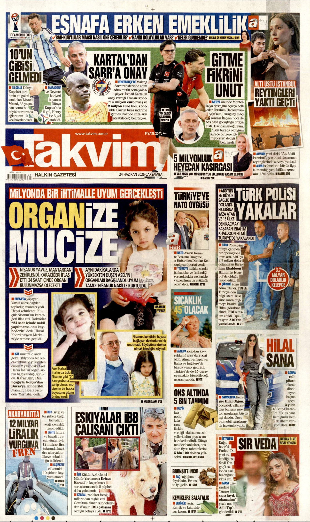 Takvim Gazetesi Manşeti - 24.06.2026