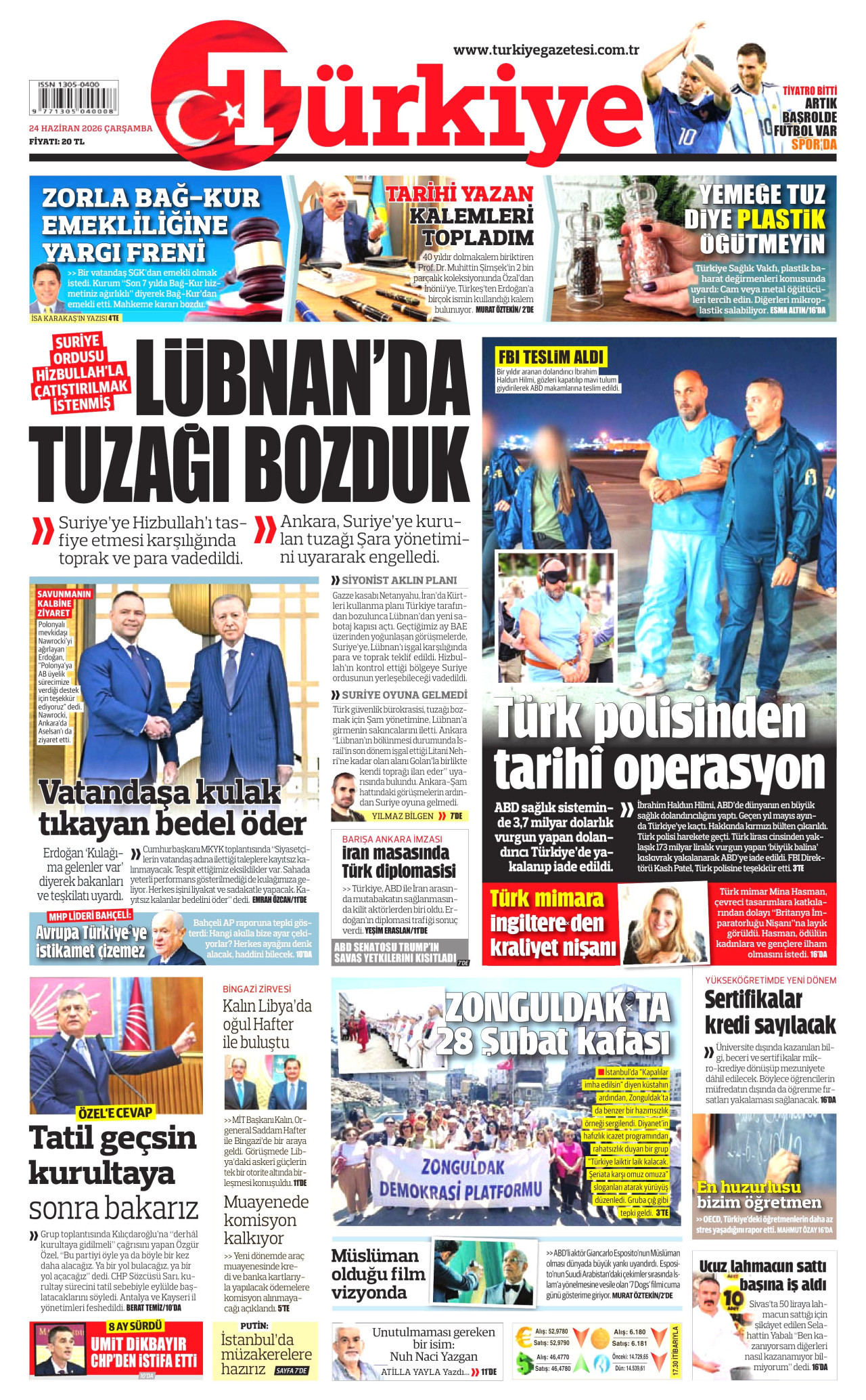 Türkiye Gazetesi Gazetesi Manşeti - 24.06.2026