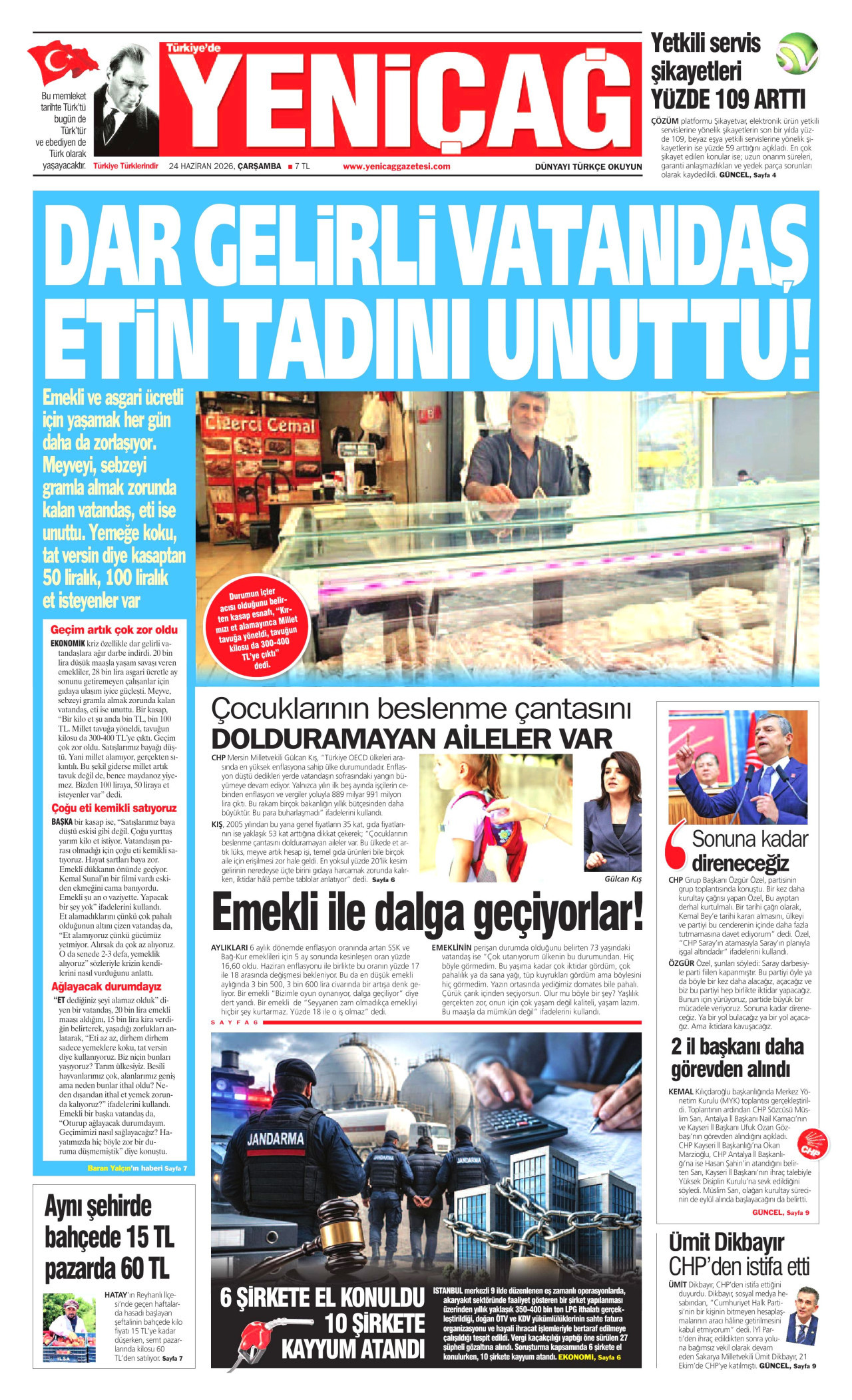 Yeniçağ Gazetesi Manşeti - 24.06.2026