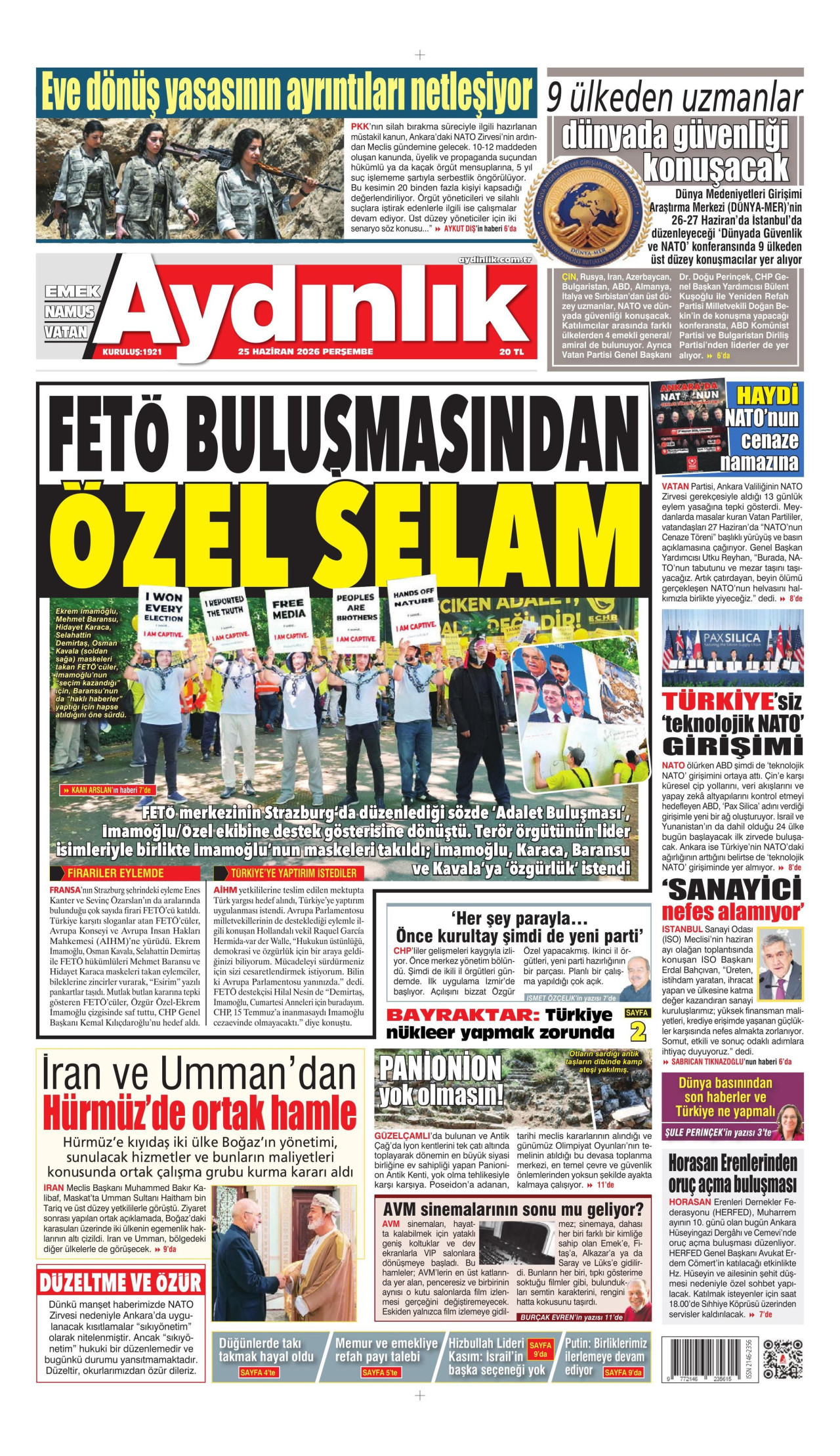 Aydınlık Gazetesi Manşet