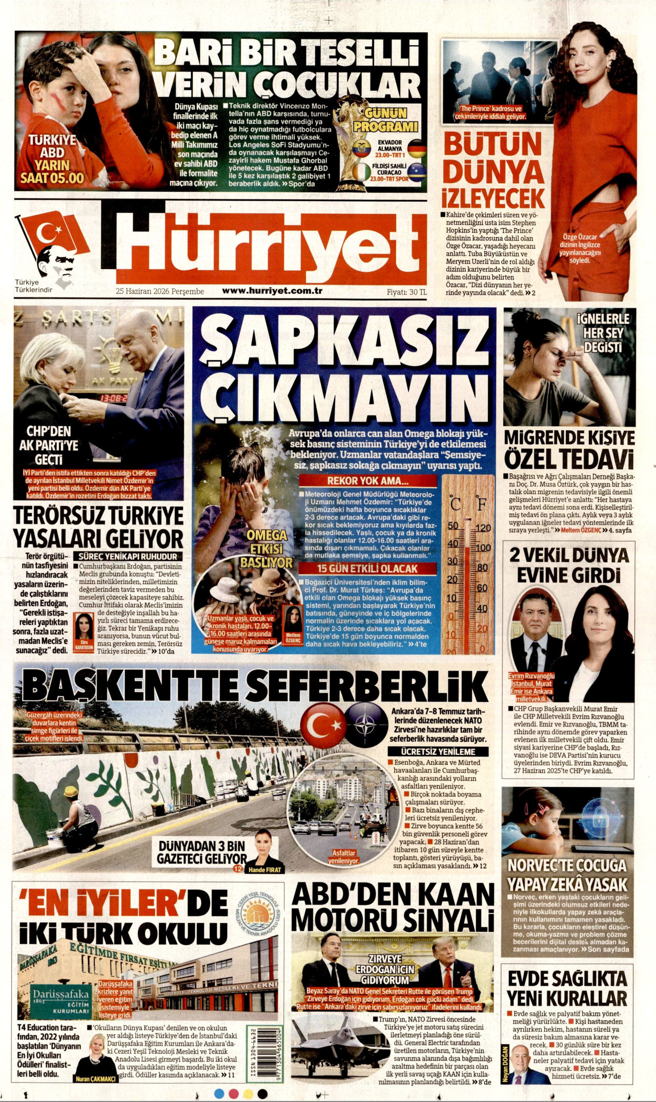 Hürriyet Gazetesi Manşeti - 25.06.2026