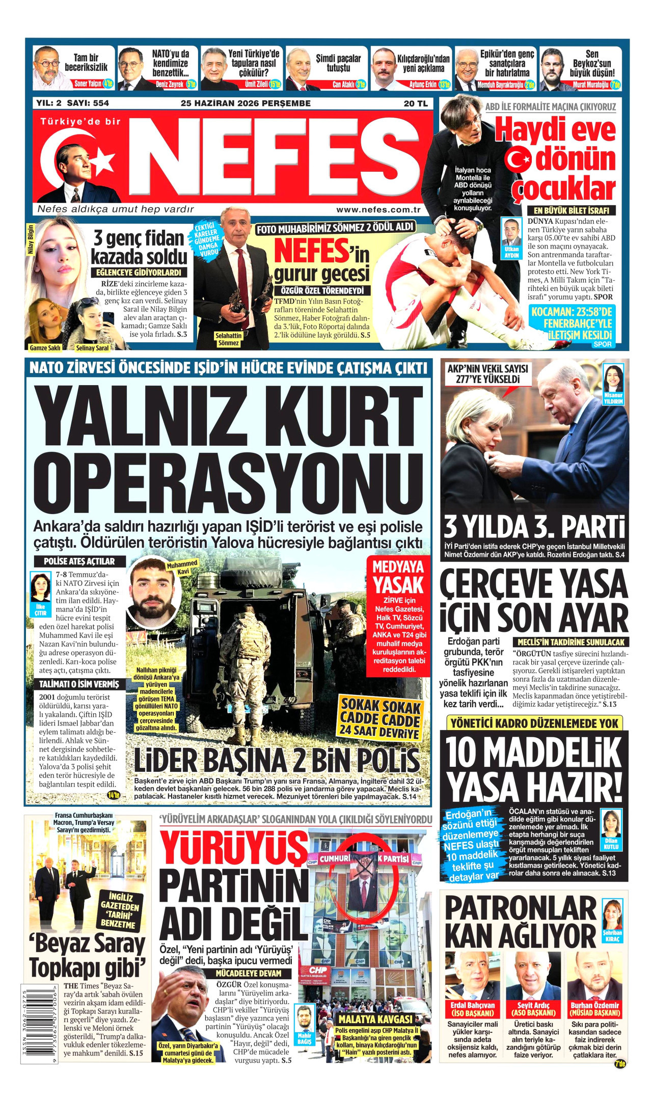 Nefes Gazetesi Manşeti - 25.06.2026