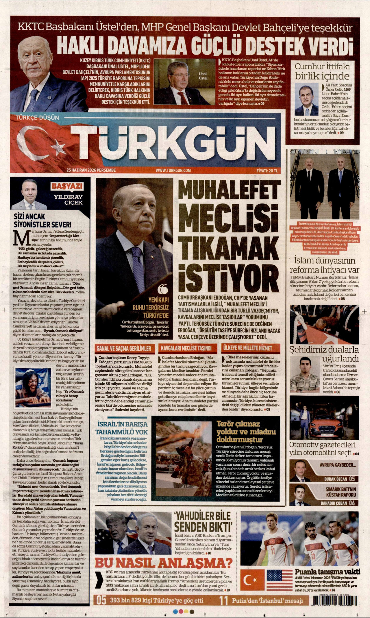 Türkgün Gazetesi Manşeti - 25.06.2026