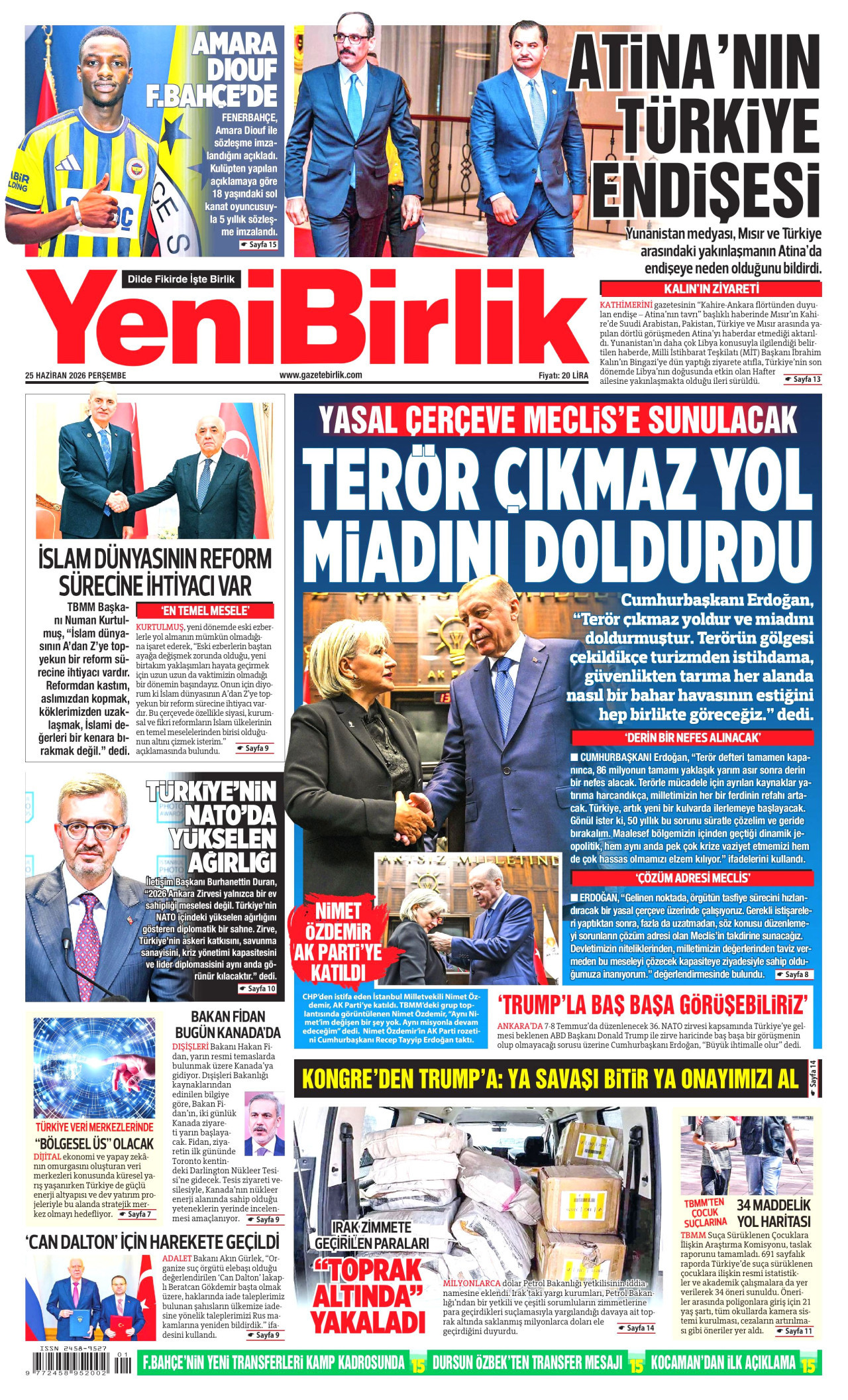 YeniBirlik Gazetesi Manşeti - 25.06.2026