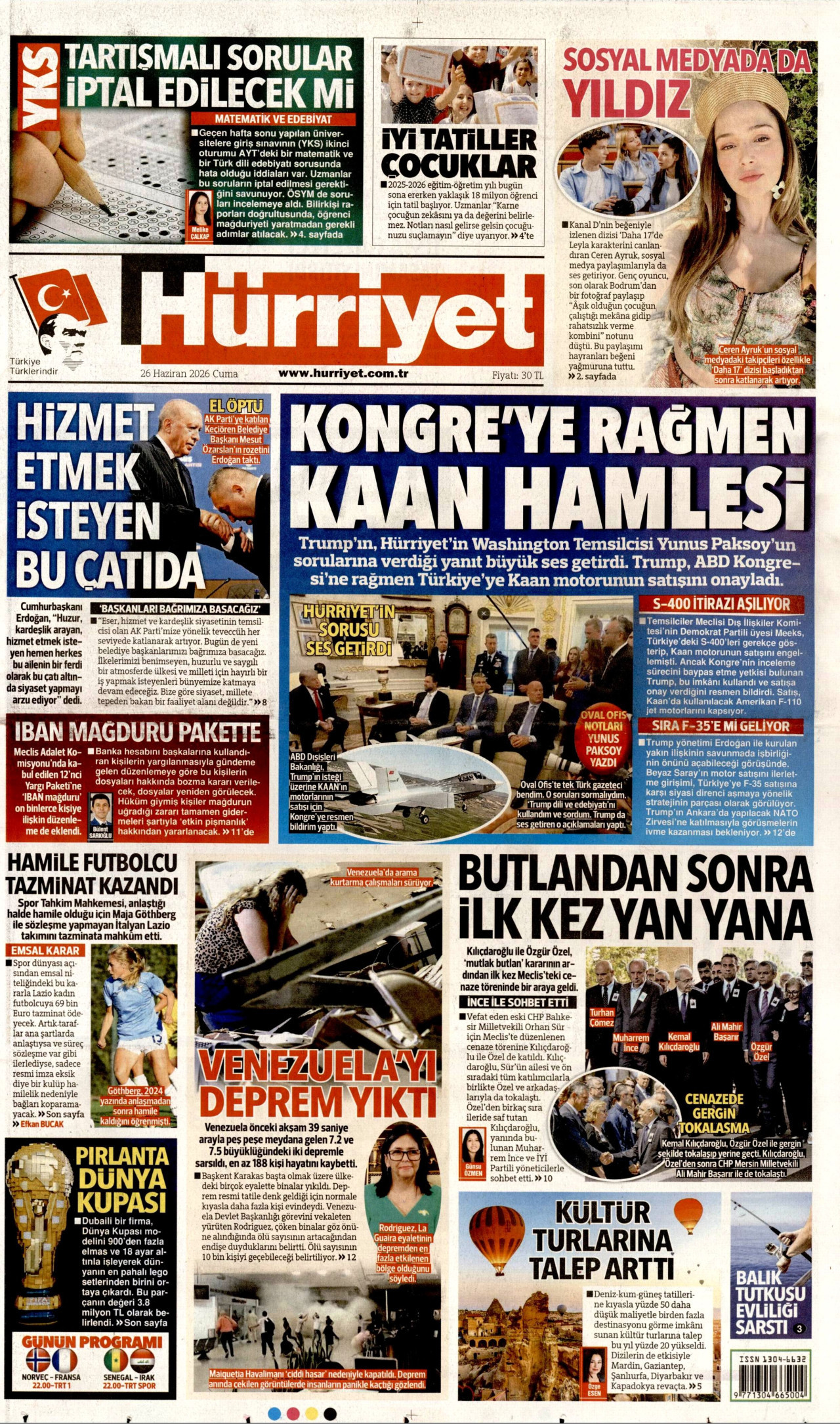 Hürriyet Gazetesi Manşeti - 26.06.2026