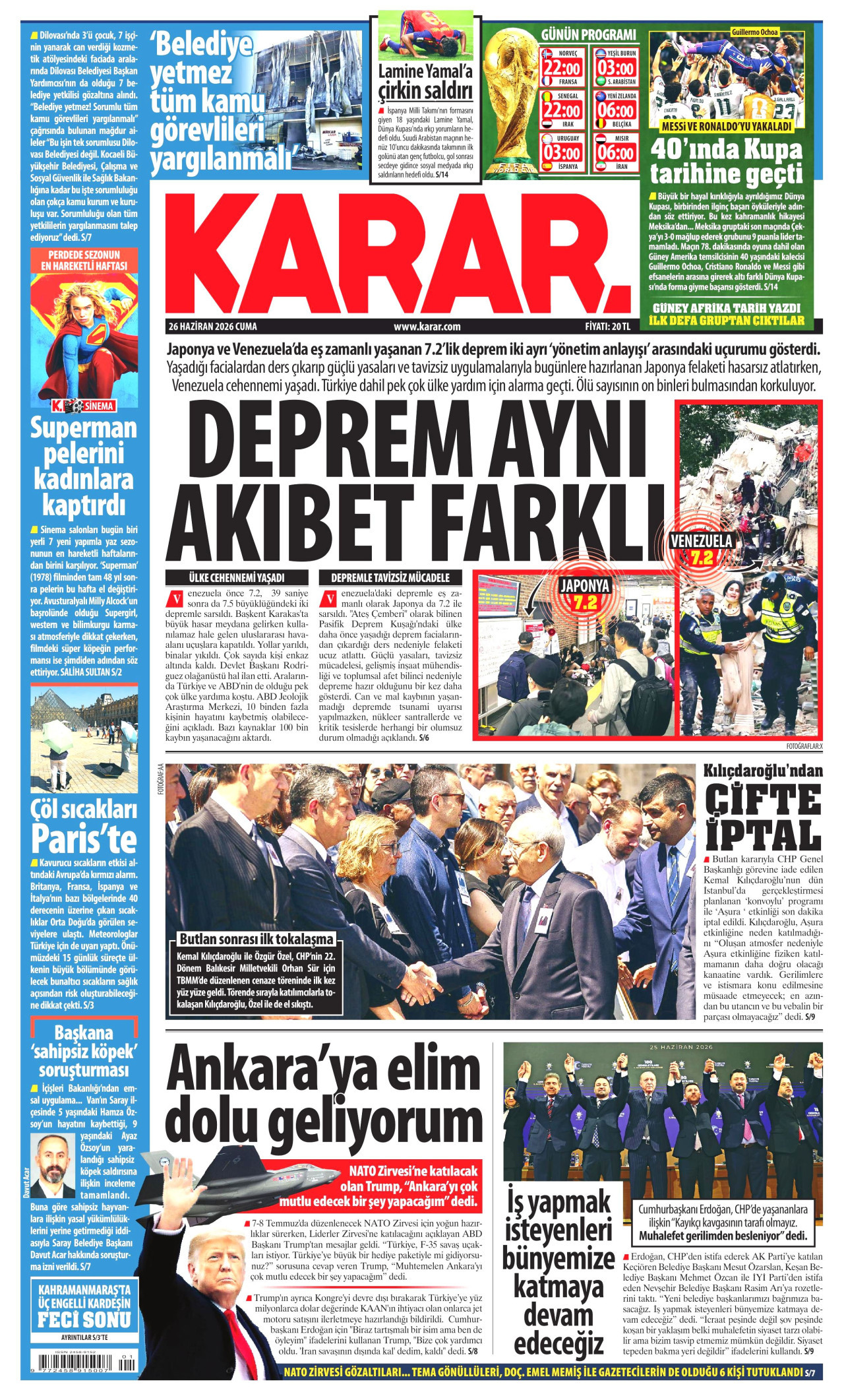 Karar Gazetesi Manşeti - 26.06.2026