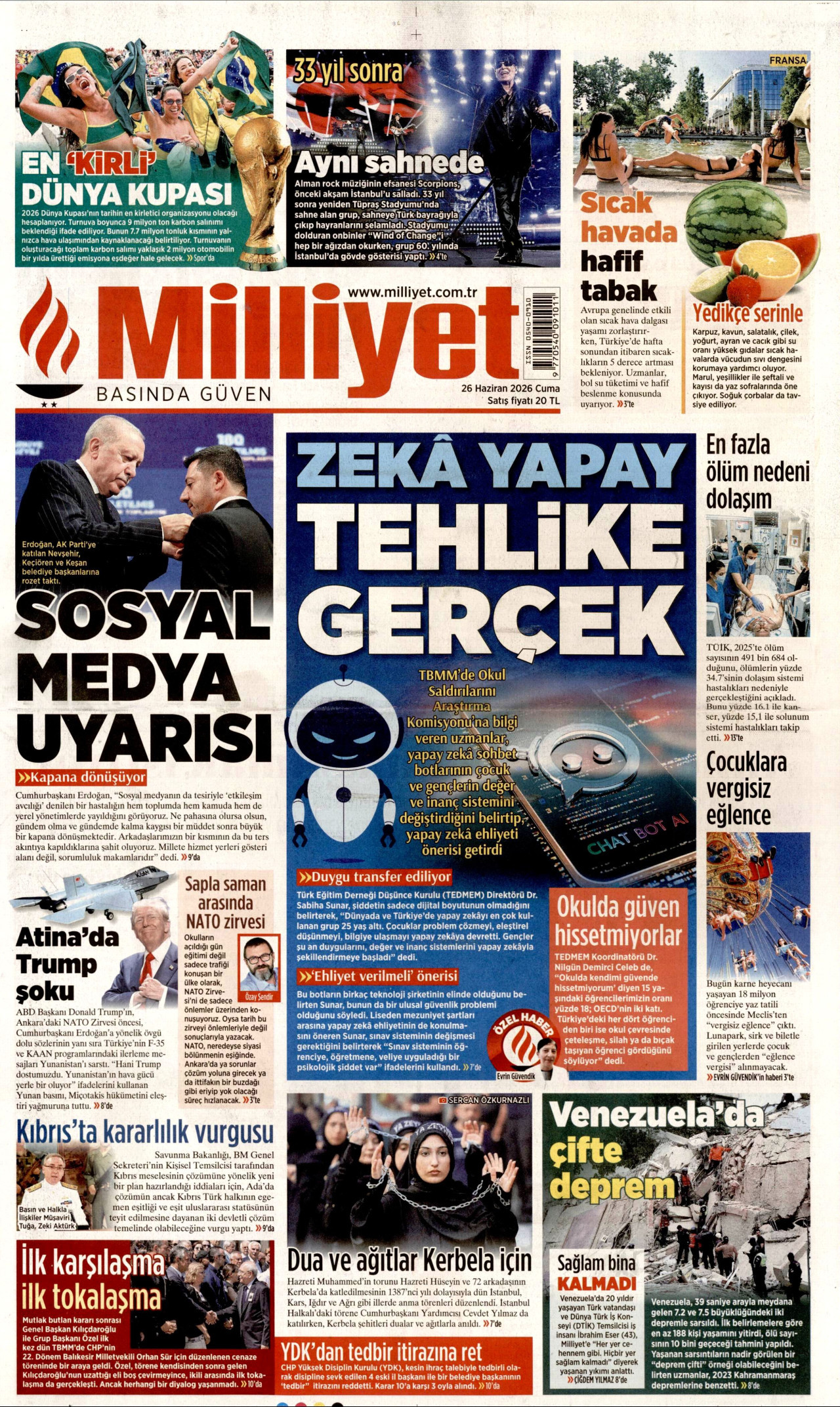 Milliyet Gazetesi Manşeti - 26.06.2026