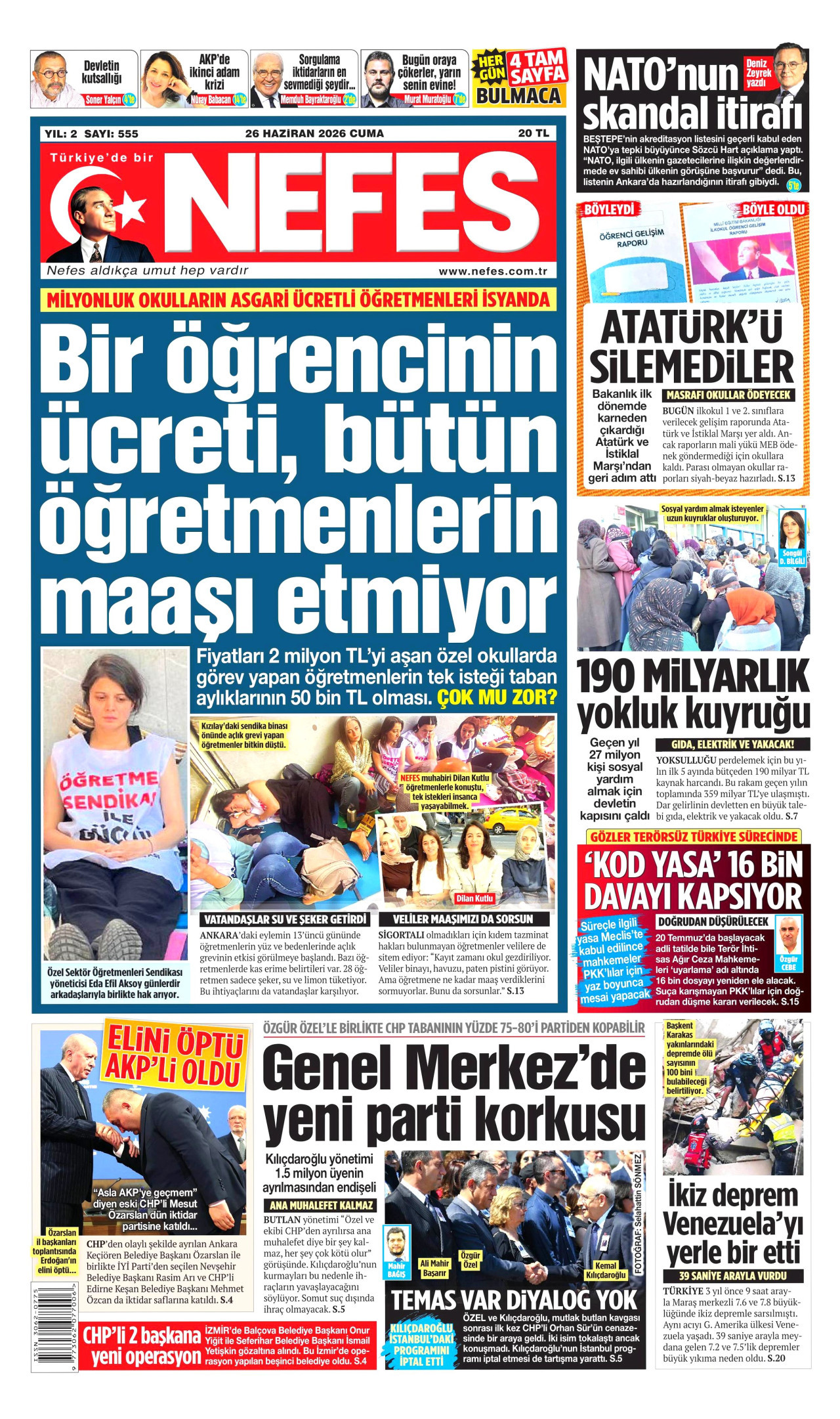 Nefes Gazetesi Manşeti - 26.06.2026