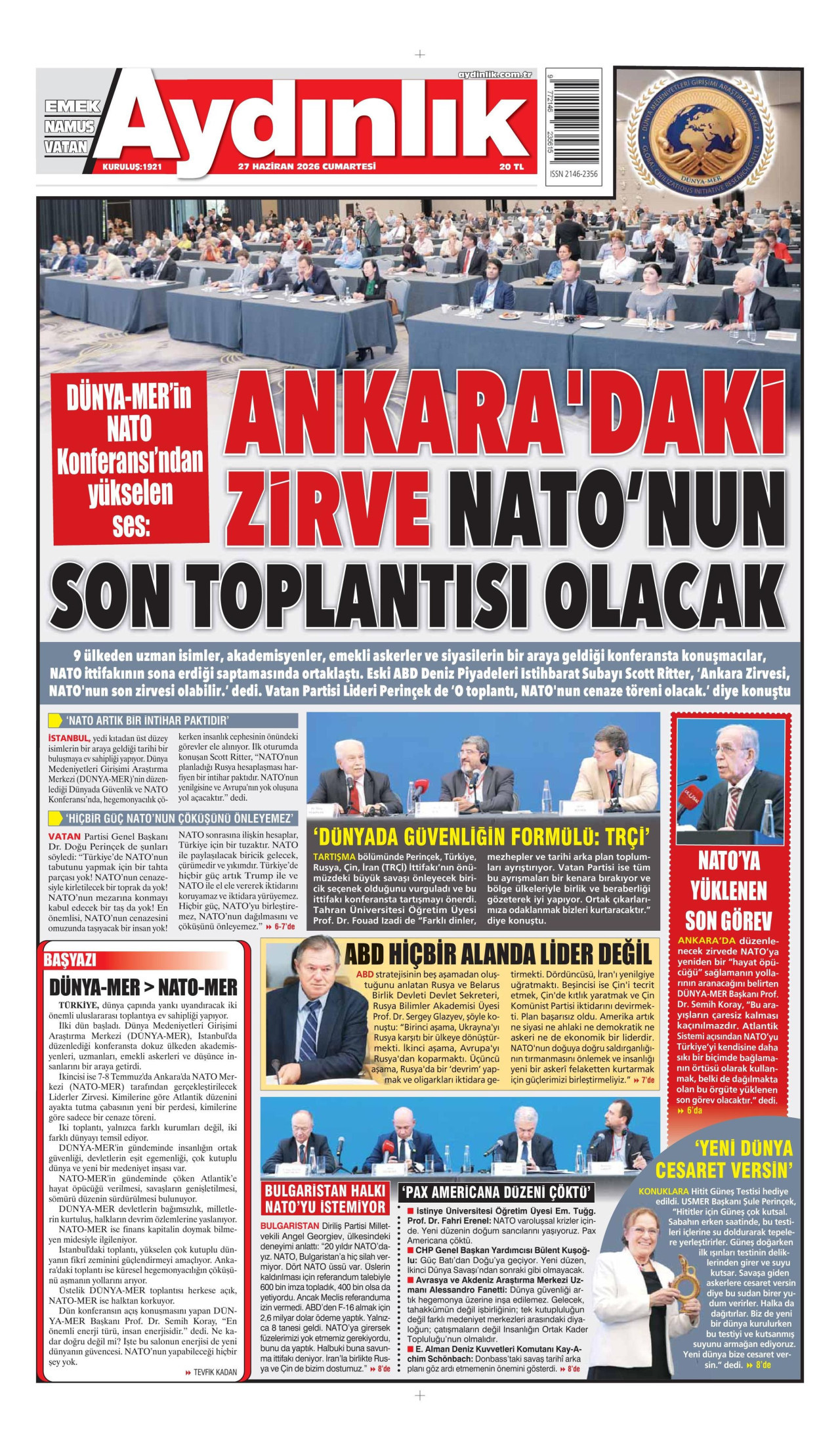 Aydınlık Gazetesi Manşet