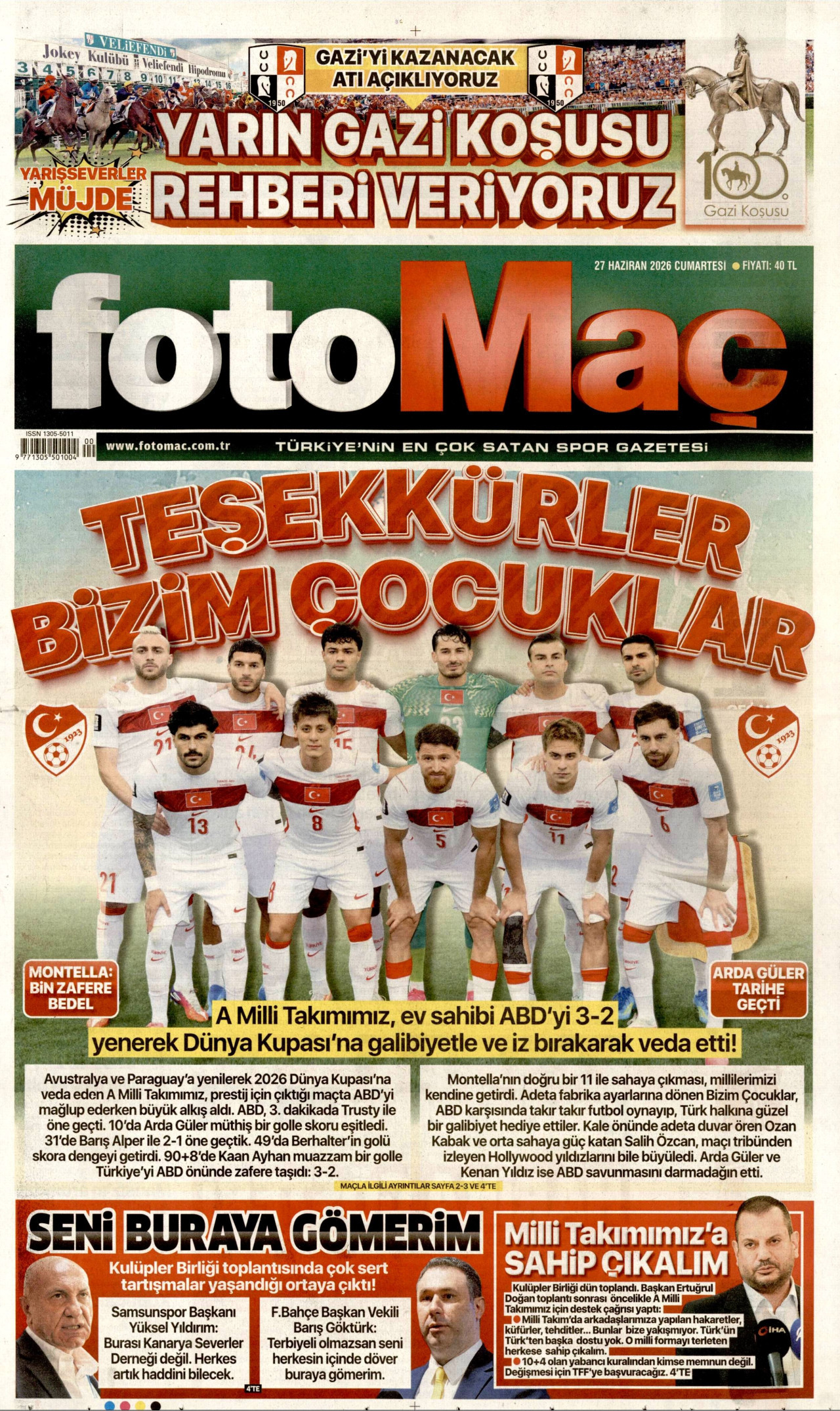 Fotomaç Gazetesi Manşeti - 27.06.2026