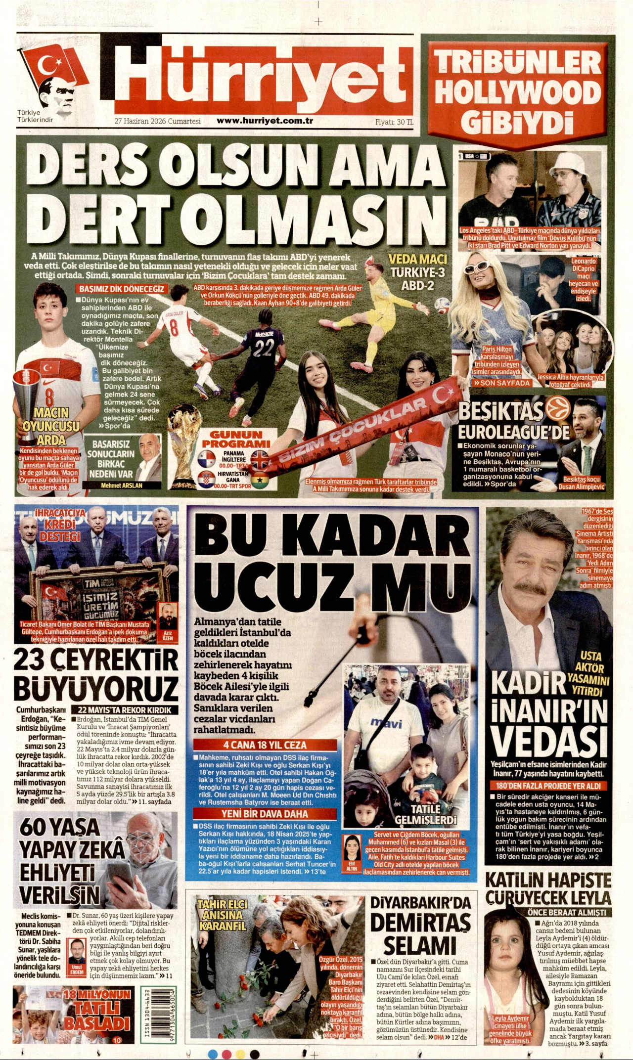 Hürriyet Gazetesi Manşeti - 27.06.2026