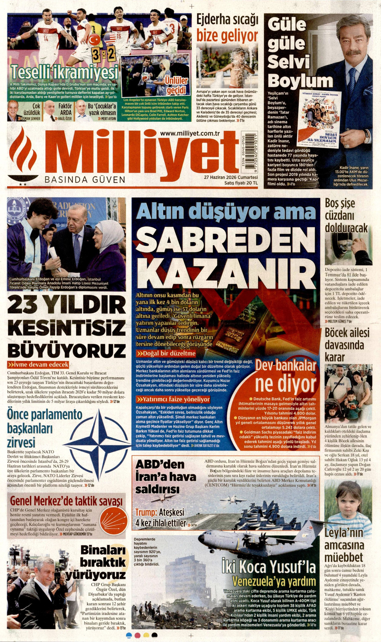 Milliyet Gazetesi Manşeti - 27.06.2026