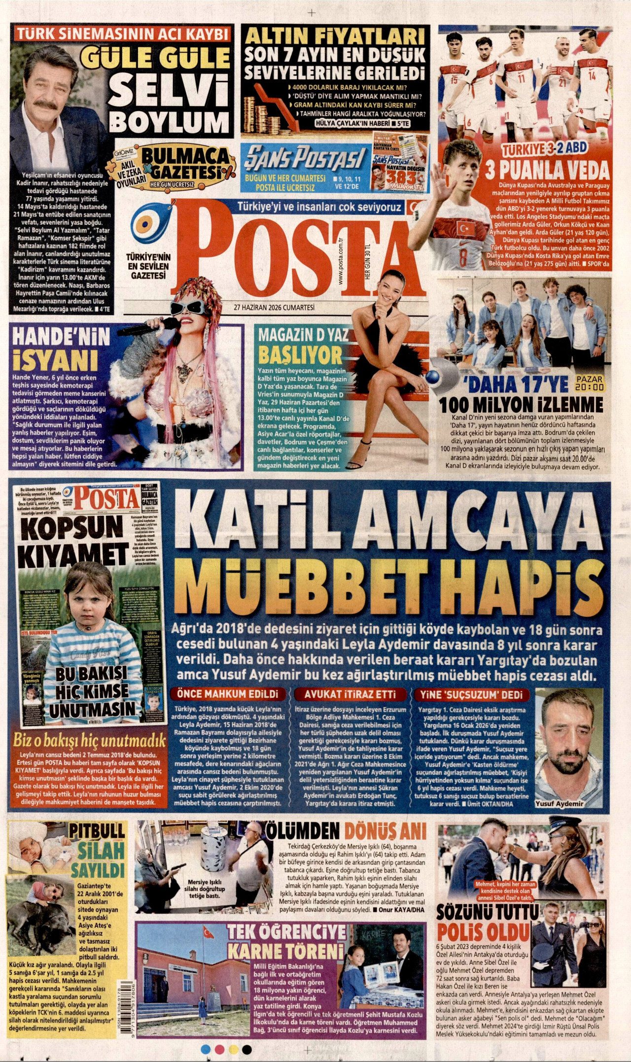 Posta Gazetesi Manşeti - 27.06.2026