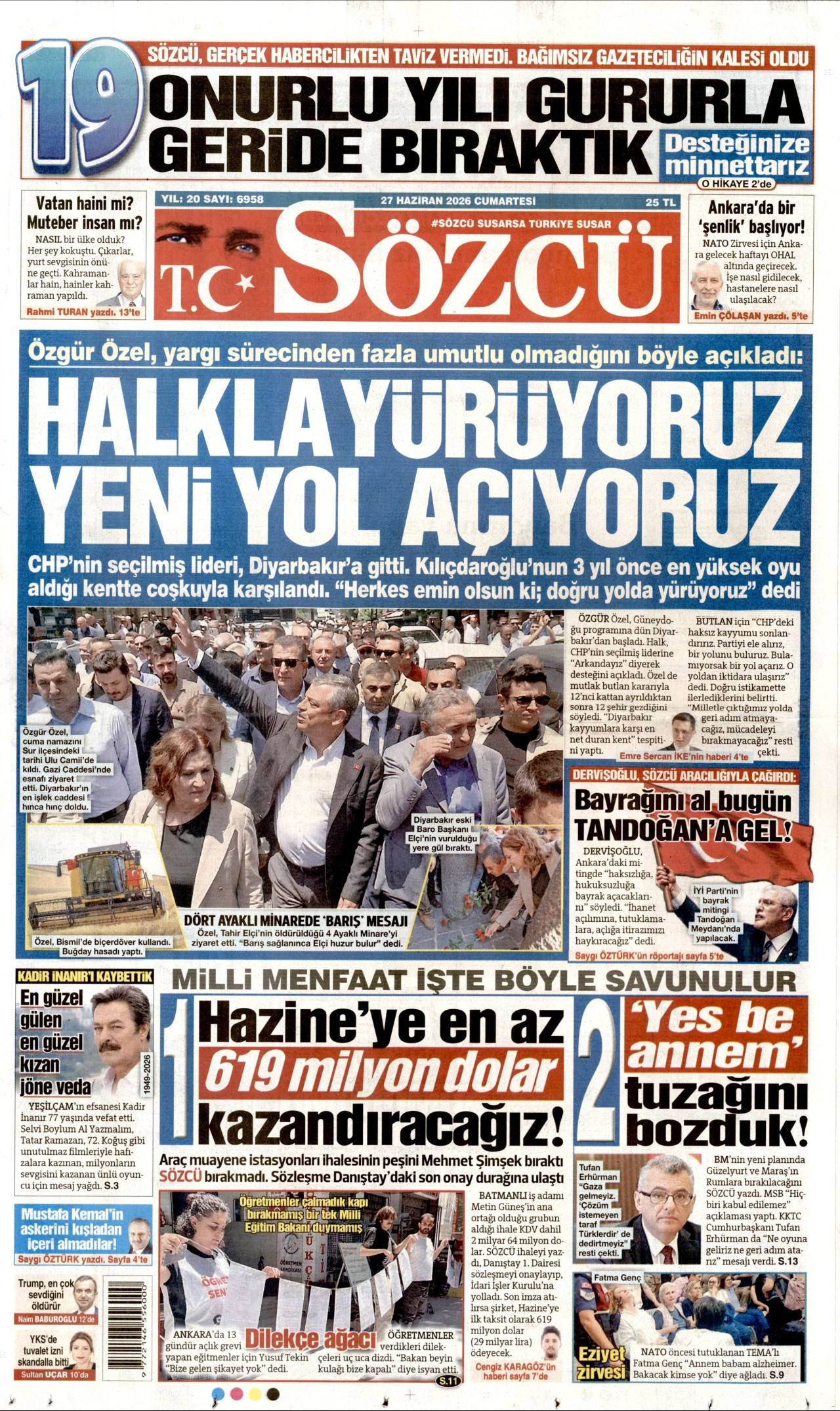 Sözcü Gazetesi Manşeti - 27.06.2026