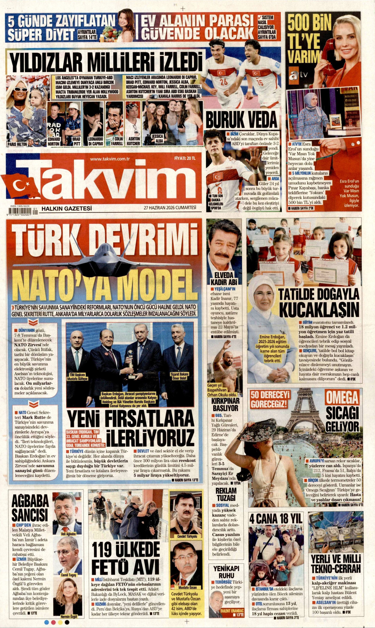 Takvim Gazetesi Manşeti - 27.06.2026