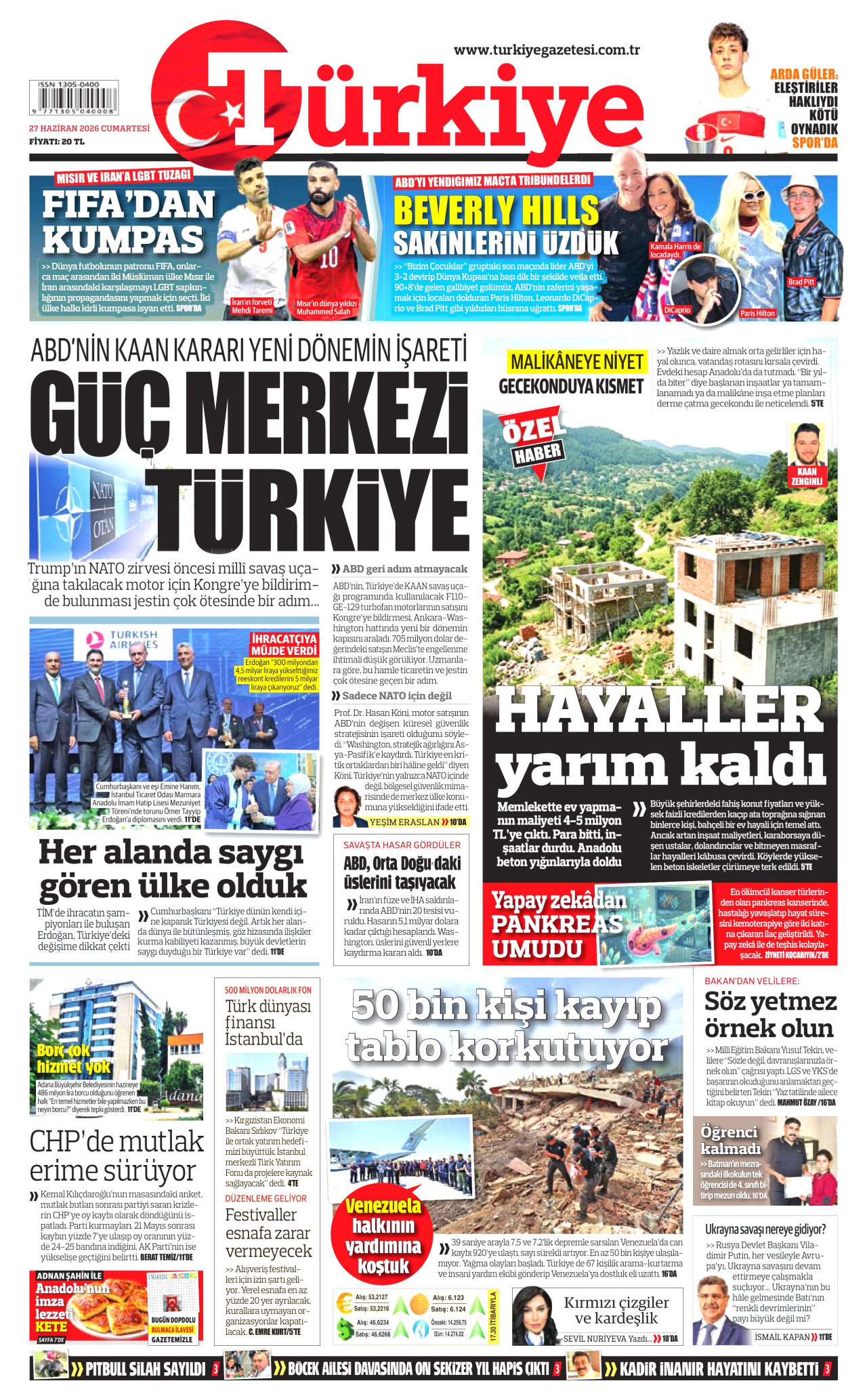 Türkiye Gazetesi Gazetesi Manşeti - 27.06.2026