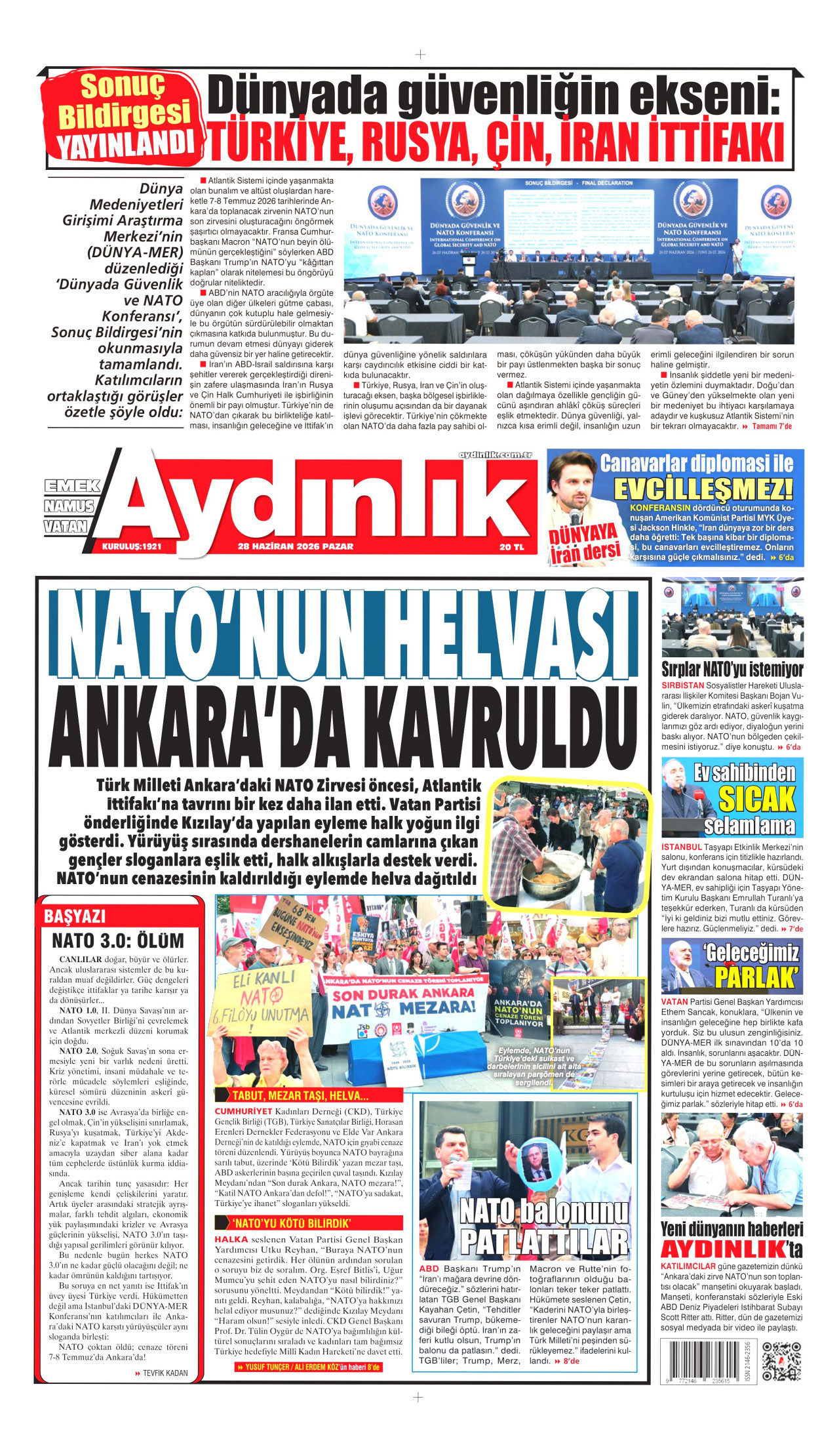 Aydınlık Gazetesi Manşet