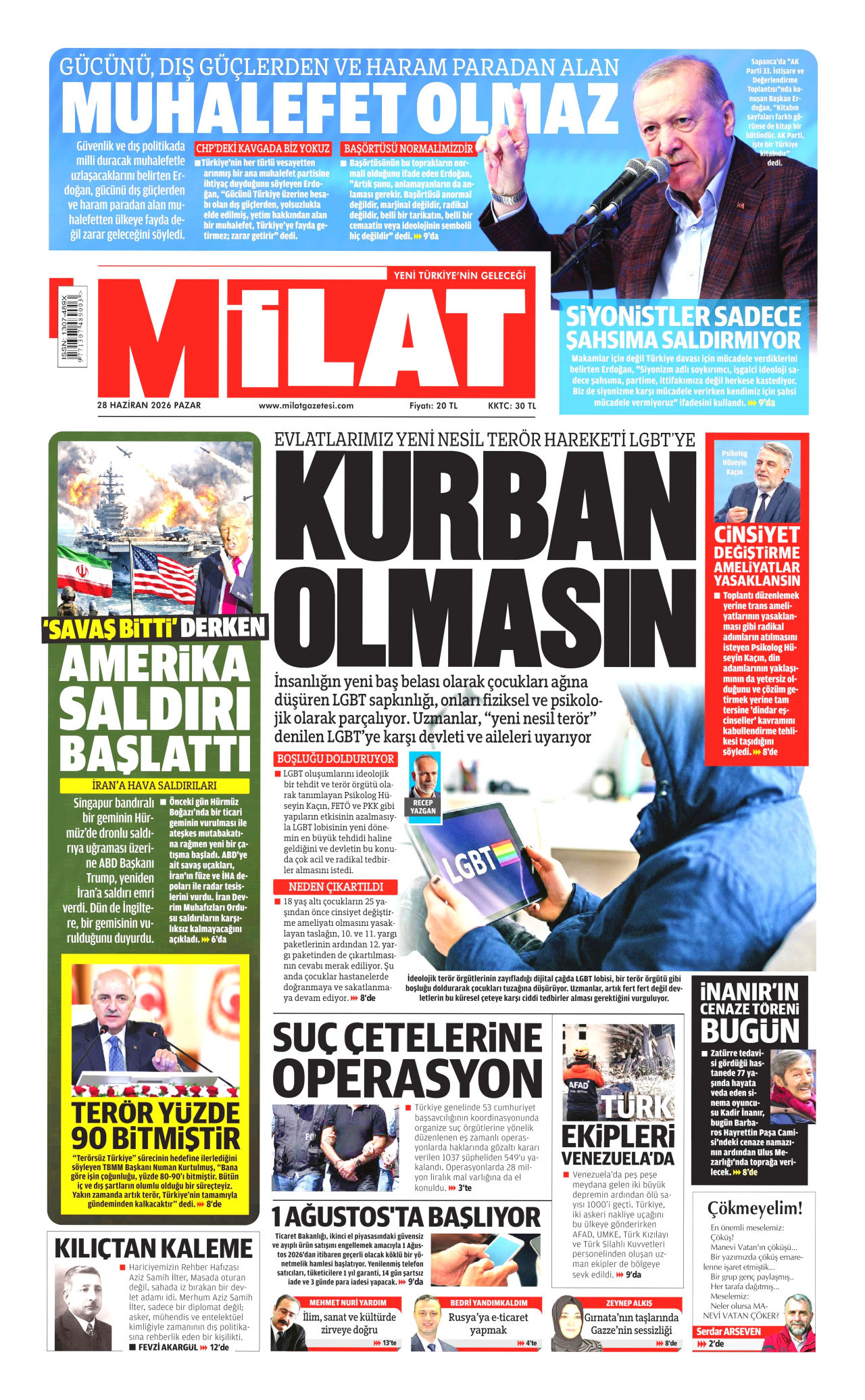 Milat Gazetesi Manşeti - 28.06.2026