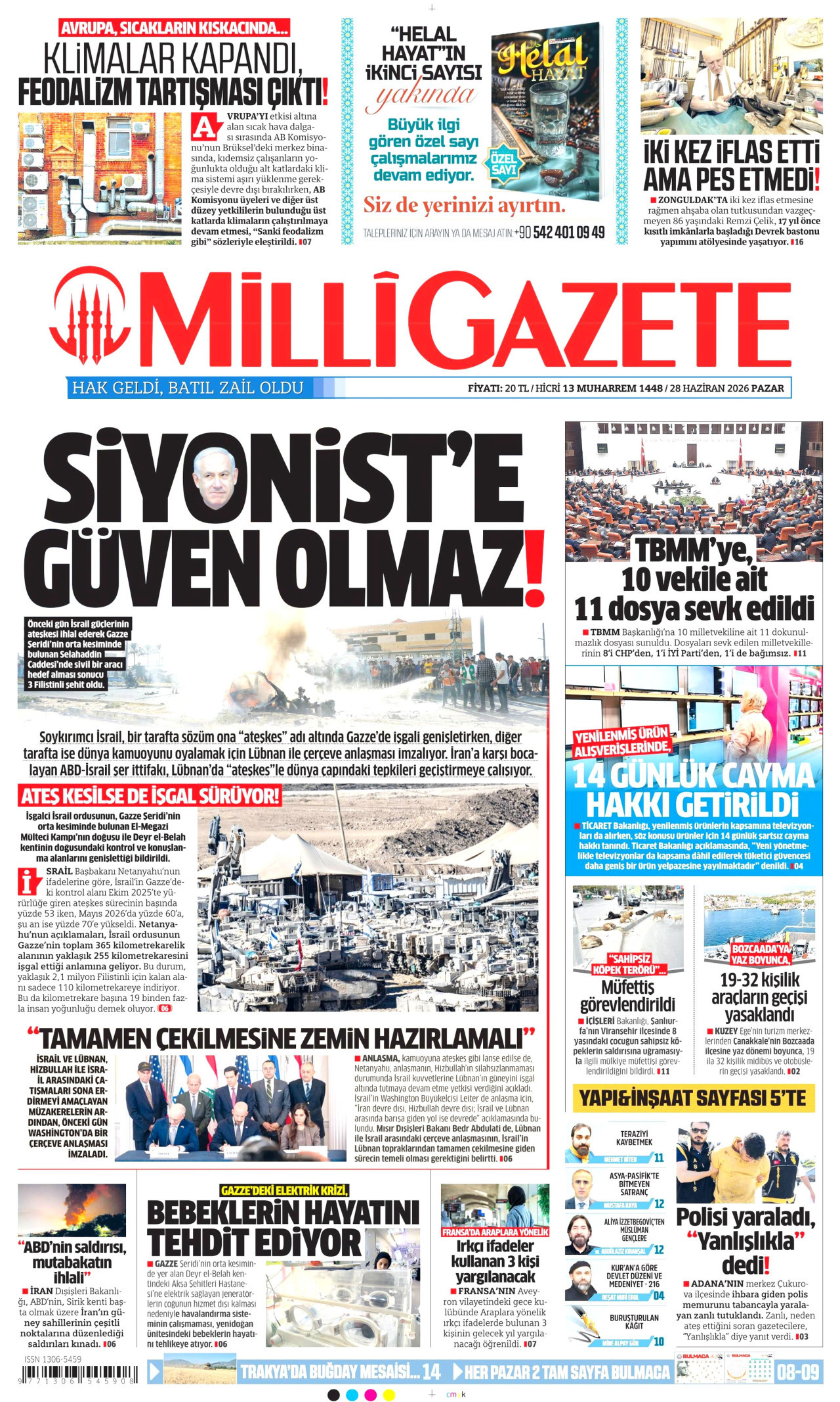 Milli Gazete Gazetesi Manşeti - 28.06.2026