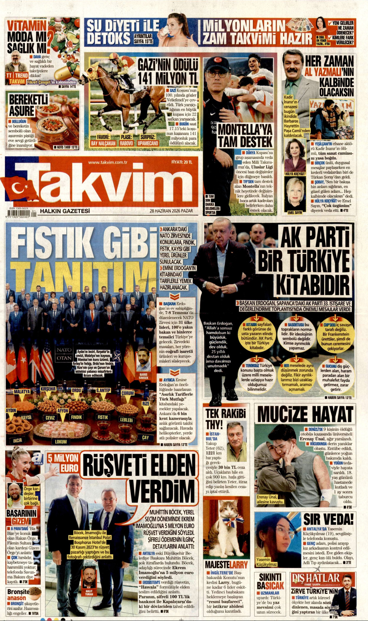 Takvim Gazetesi Manşeti - 28.06.2026