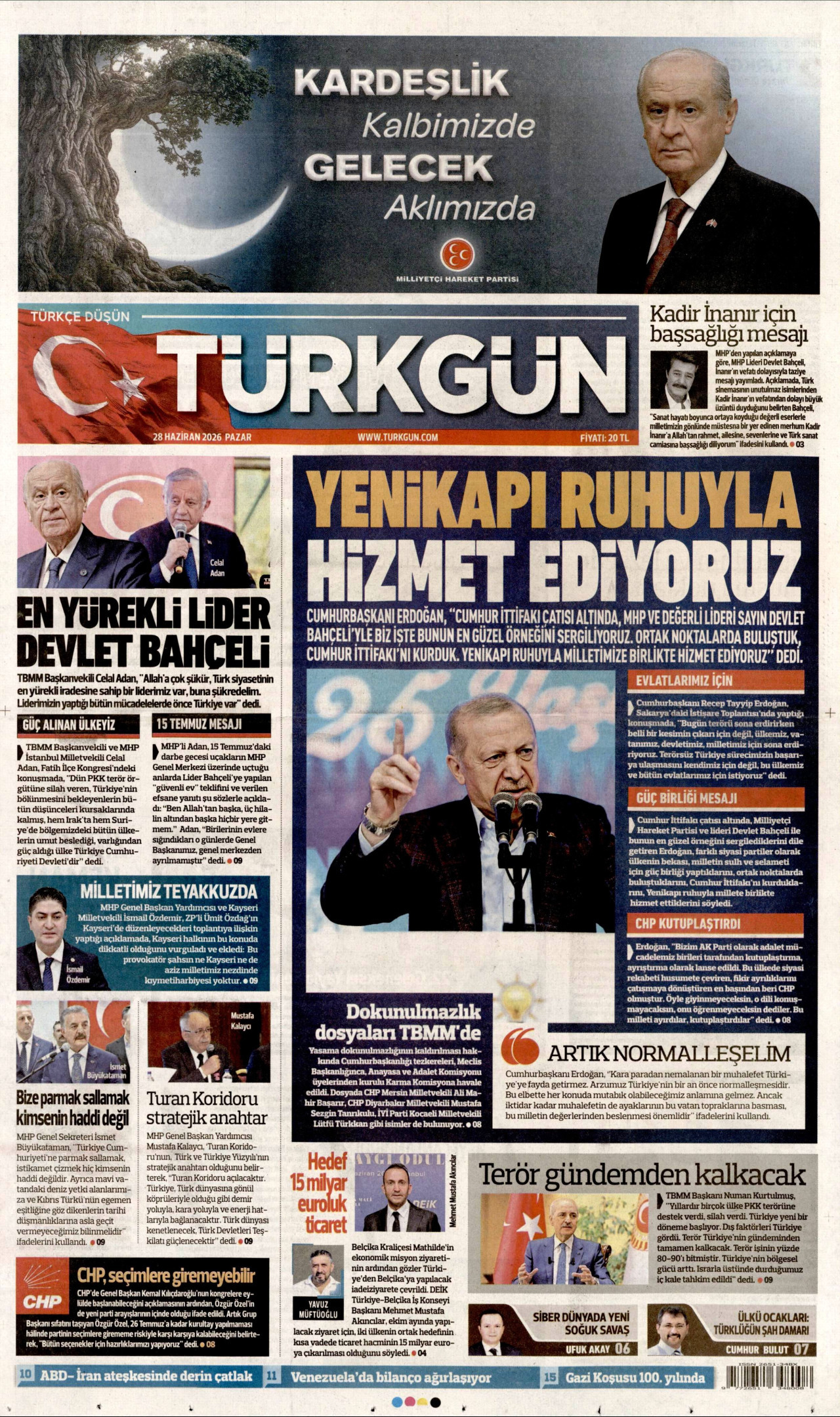 Türkgün Gazetesi Manşeti - 28.06.2026