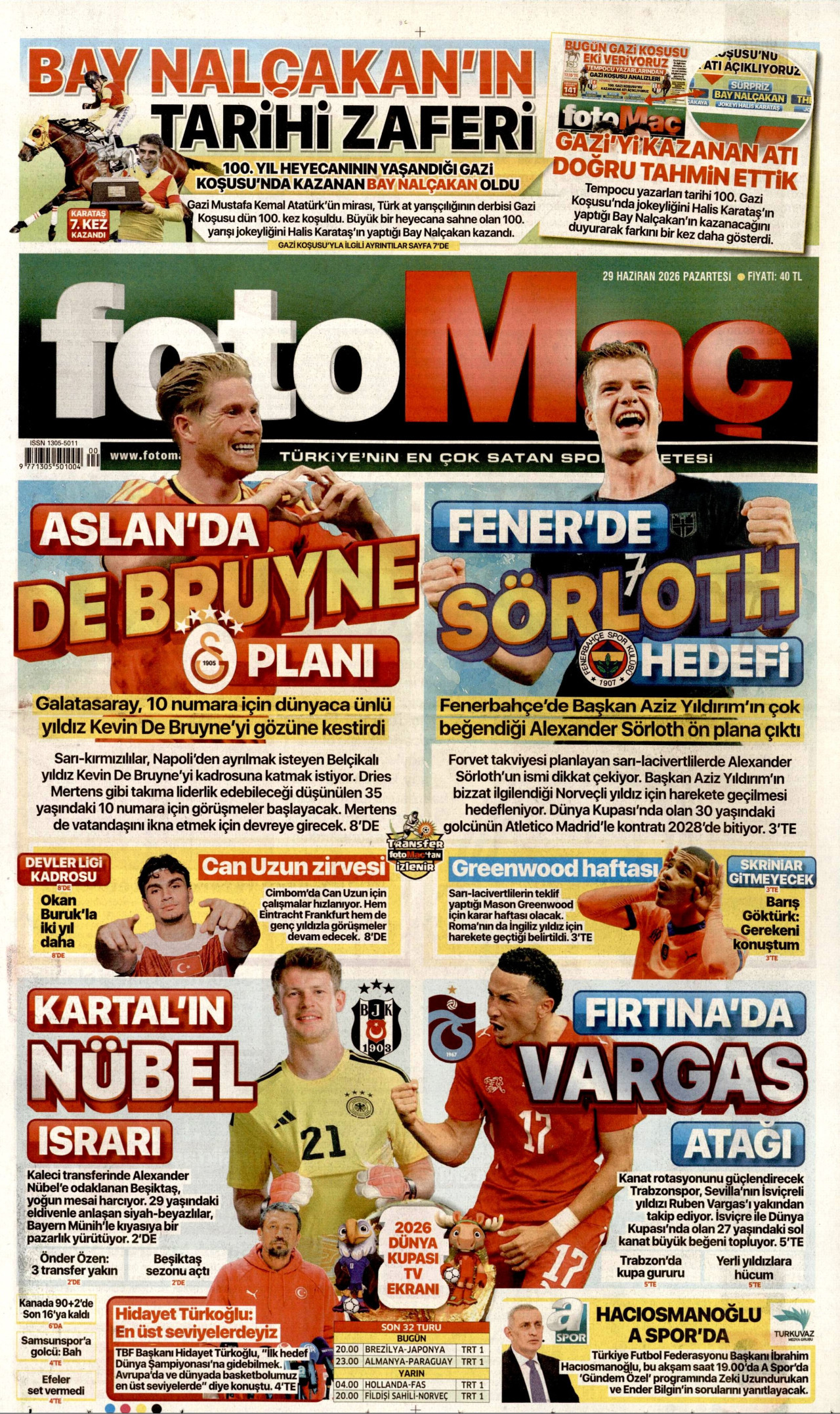 Fotomaç Gazetesi Manşeti - 29.06.2026