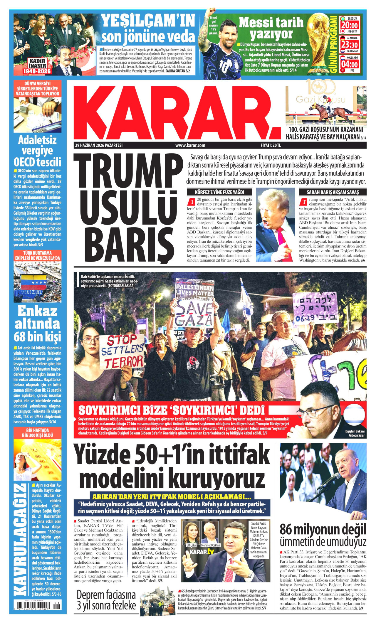 Karar Gazetesi Manşeti - 29.06.2026