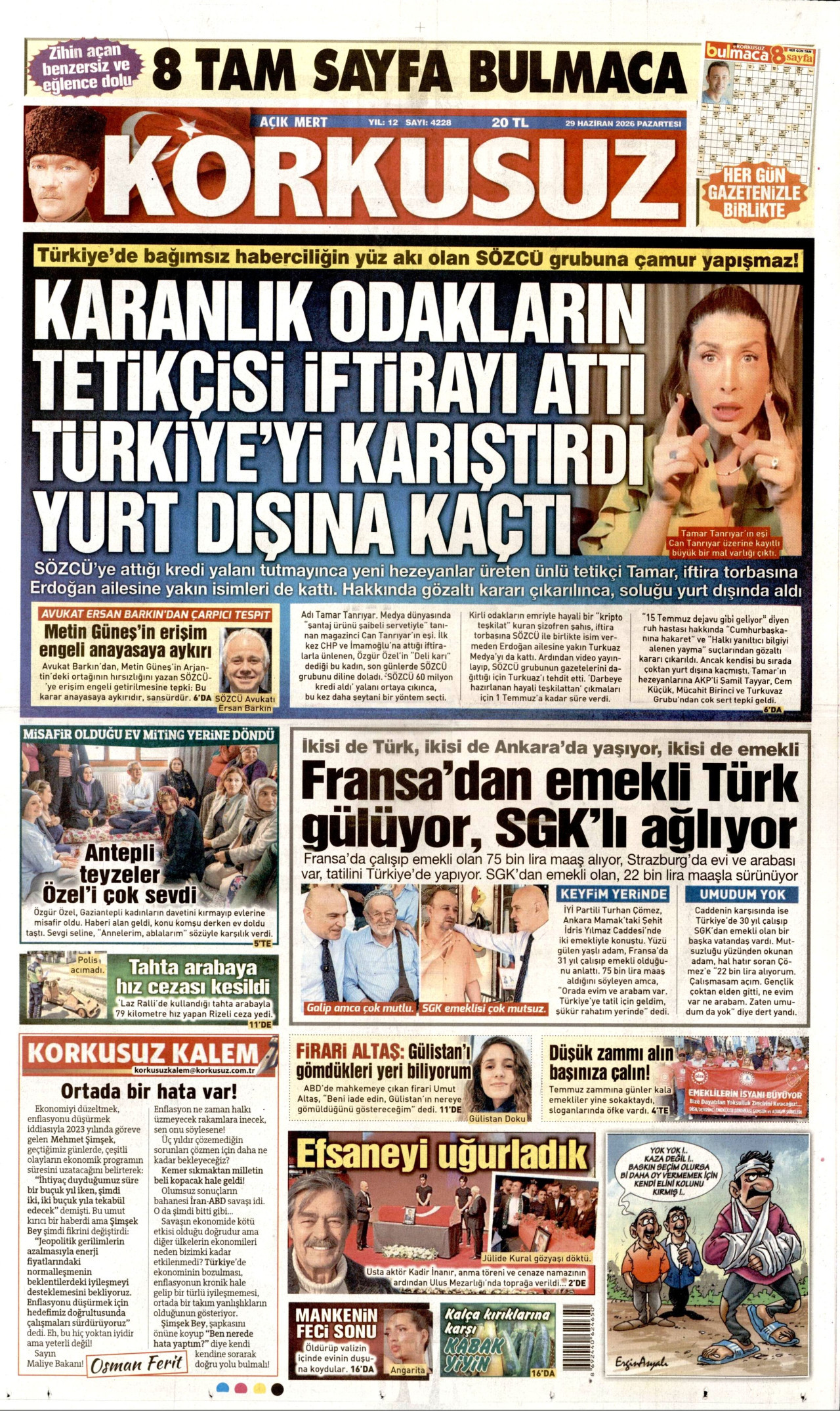 Korkusuz Gazetesi Manşeti - 29.06.2026