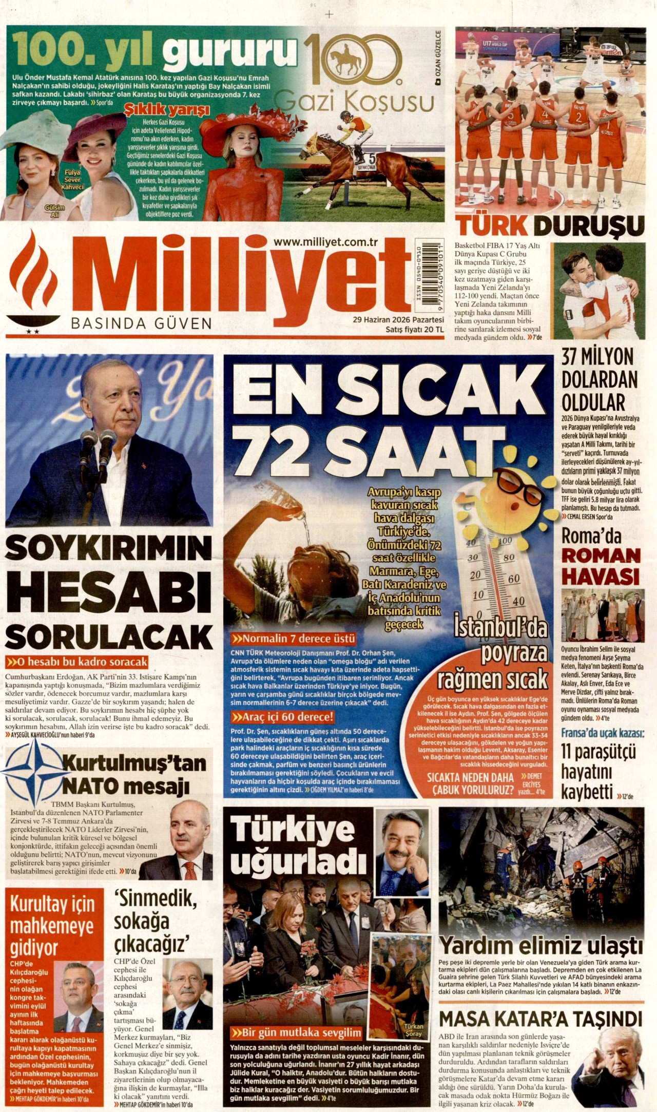 Milliyet Gazetesi Manşeti - 29.06.2026