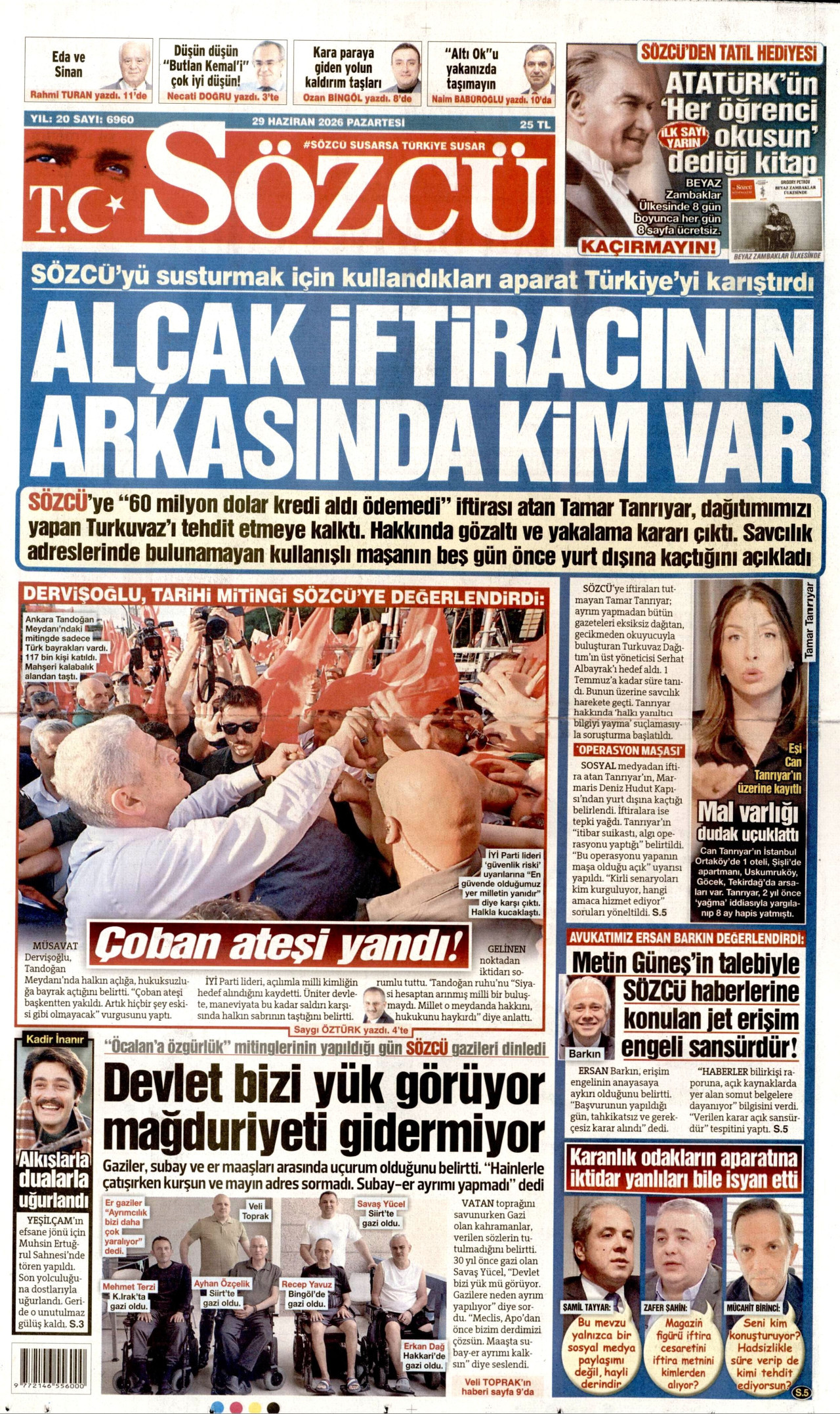 Sözcü Gazetesi Manşeti - 29.06.2026