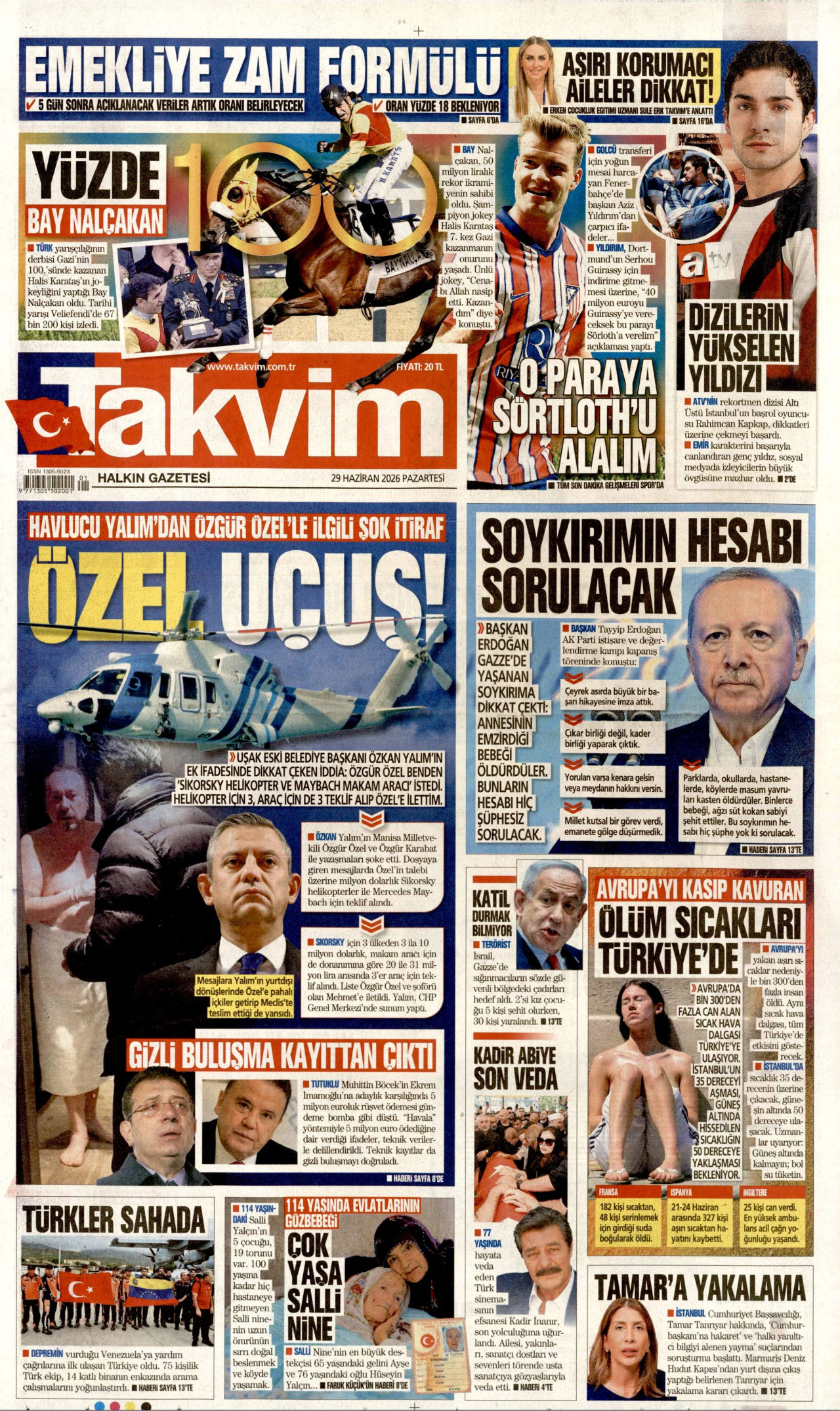 Takvim Gazetesi Manşeti - 29.06.2026