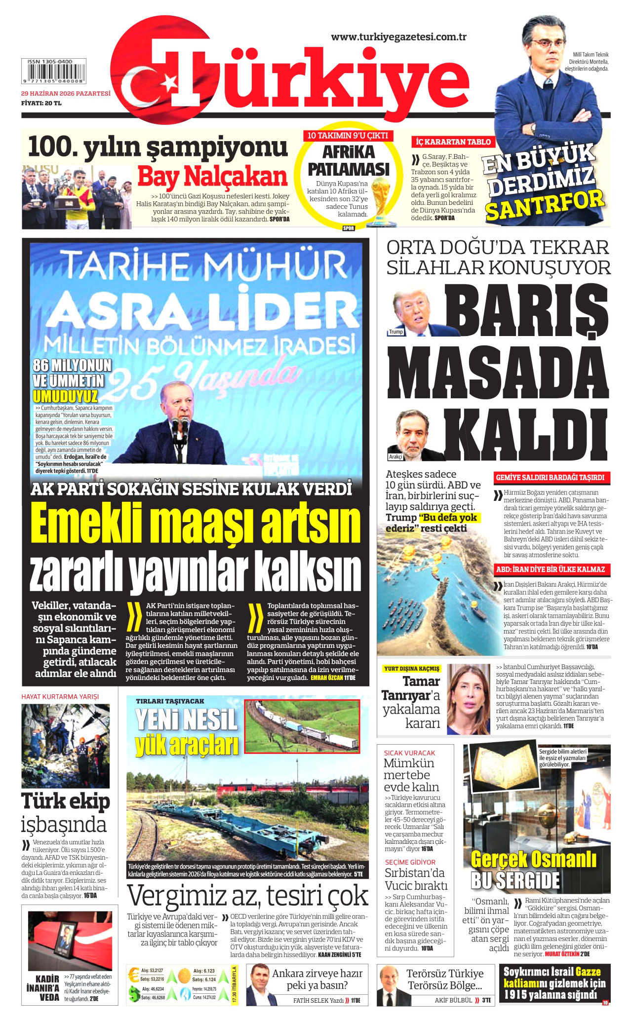 Türkiye Gazetesi Gazetesi Manşeti - 29.06.2026