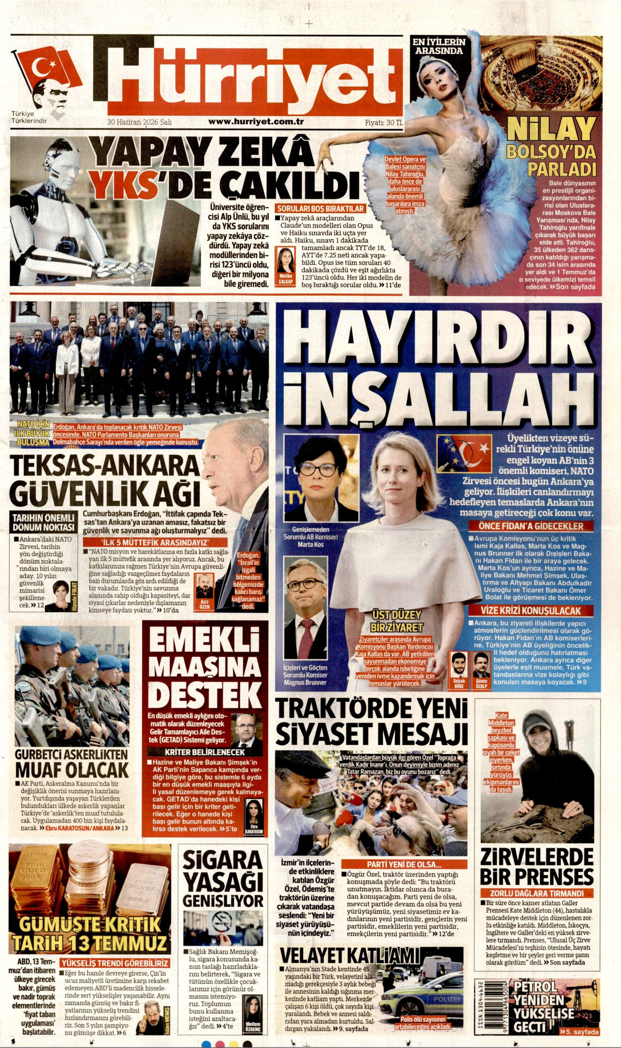 Hürriyet Gazetesi Manşeti - 30.06.2026