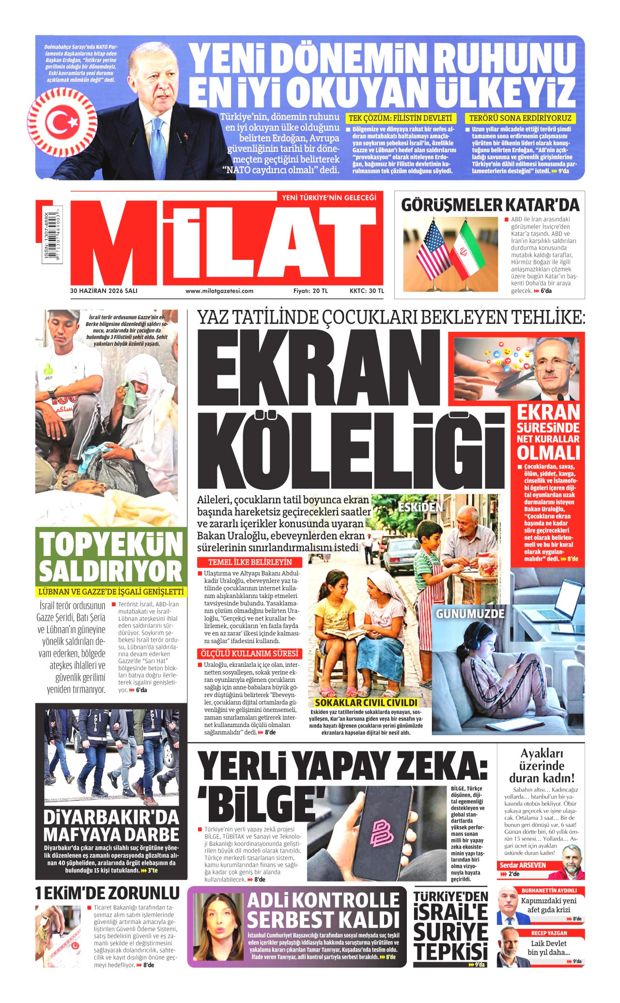 Milat Gazetesi Manşeti - 30.06.2026