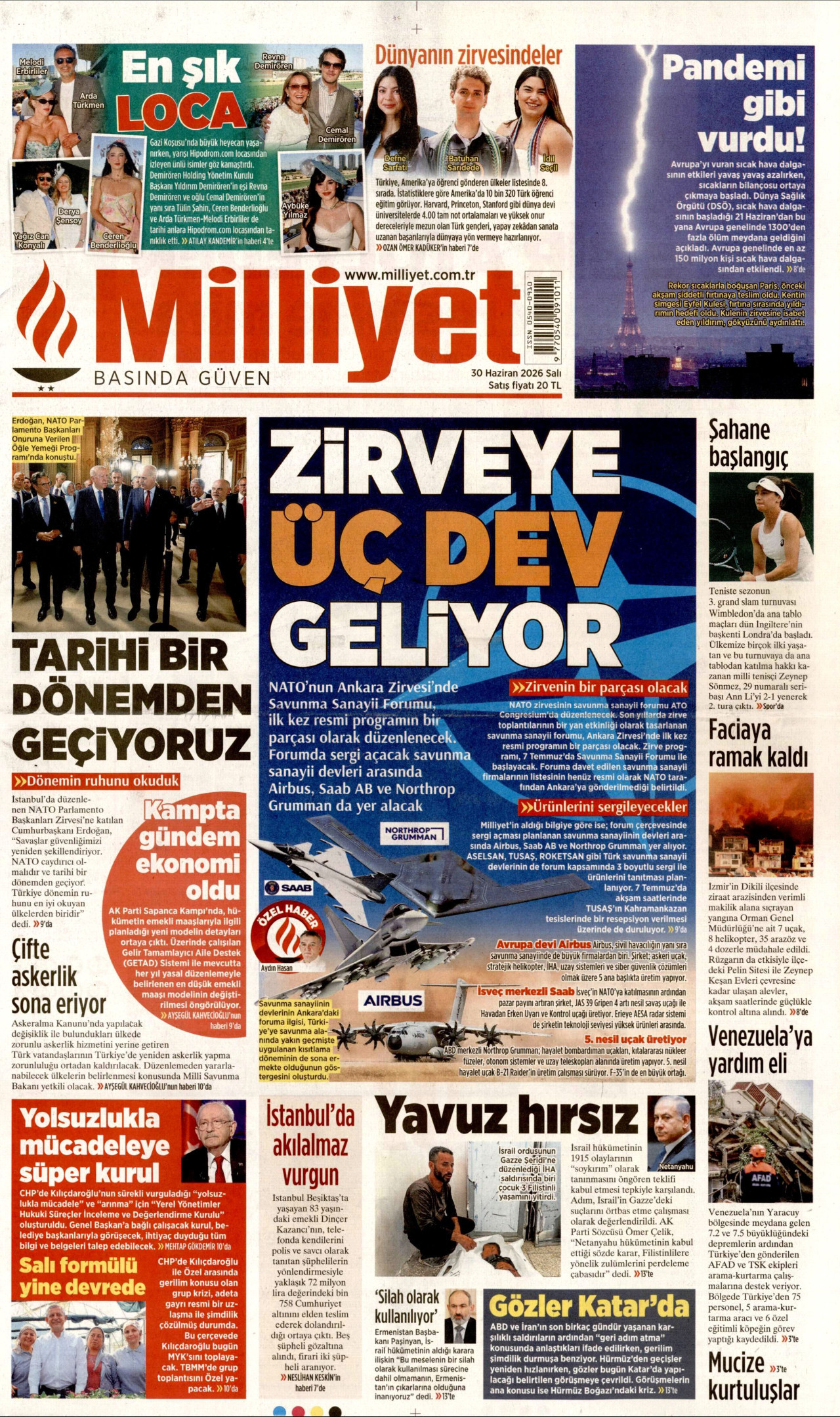 Milliyet Gazetesi Manşeti - 30.06.2026