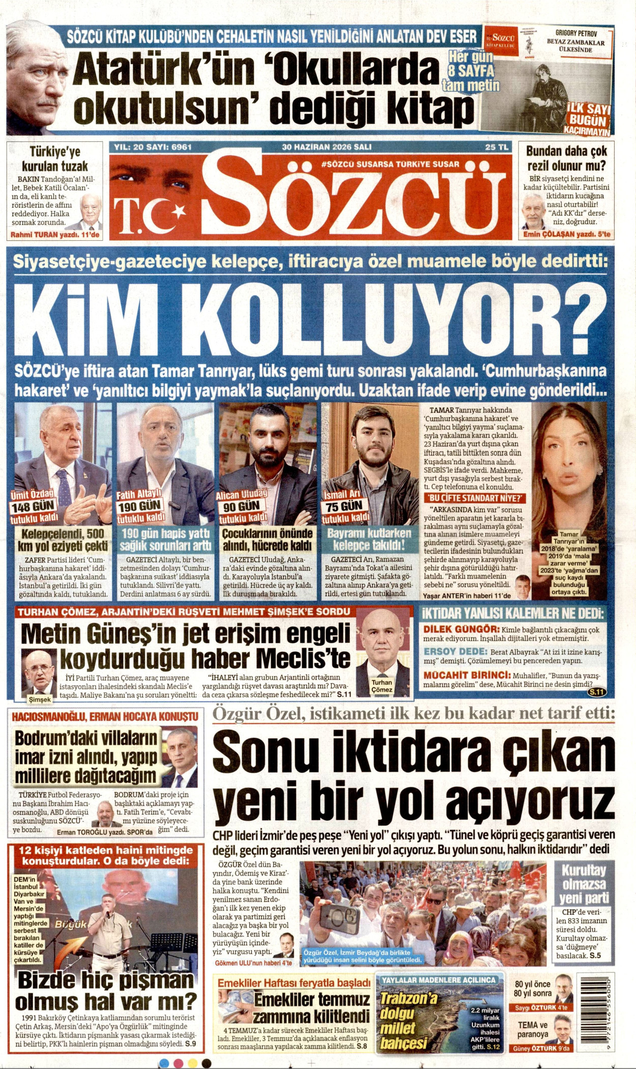 Sözcü Gazetesi Manşeti - 30.06.2026