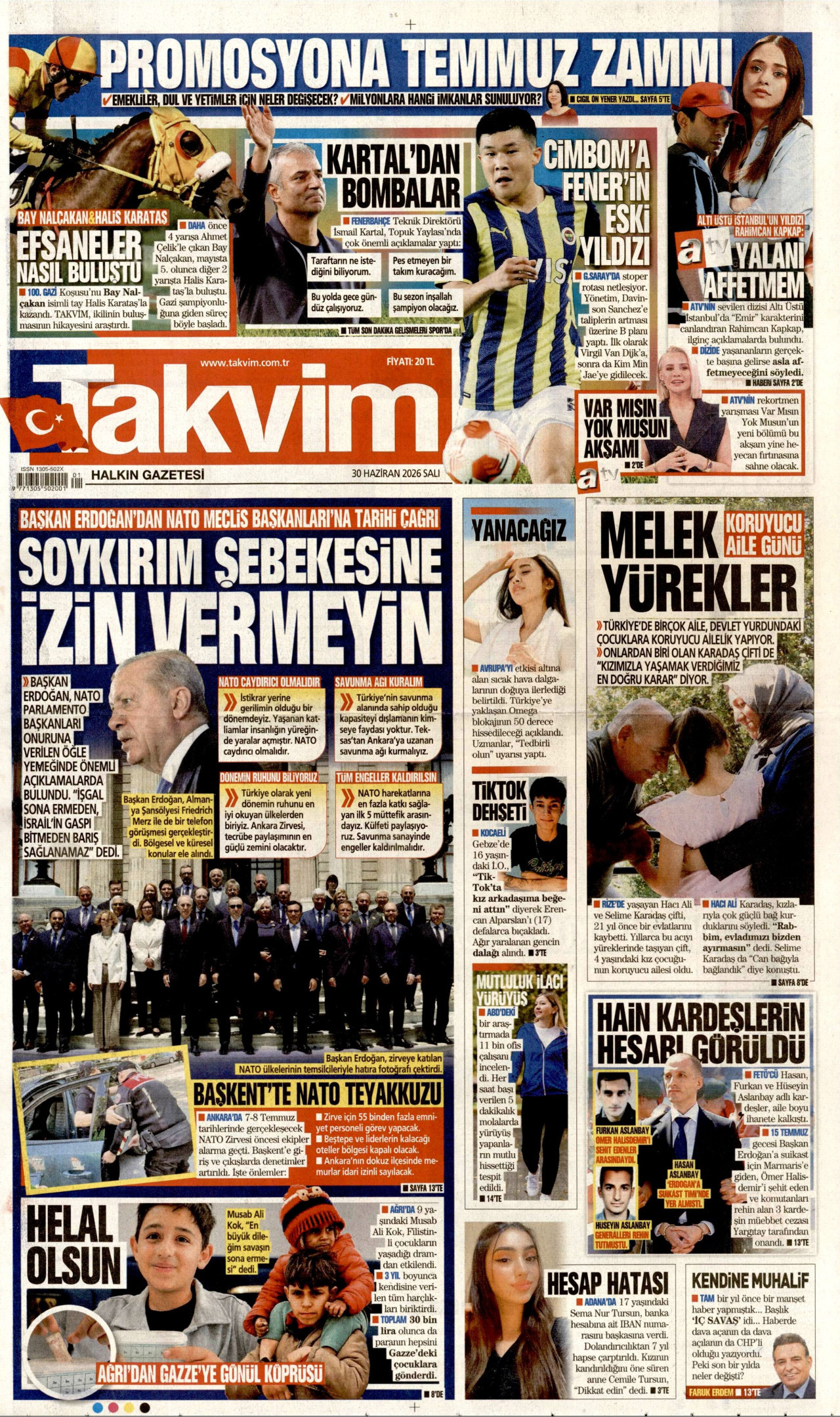 Takvim Gazetesi Manşeti - 30.06.2026