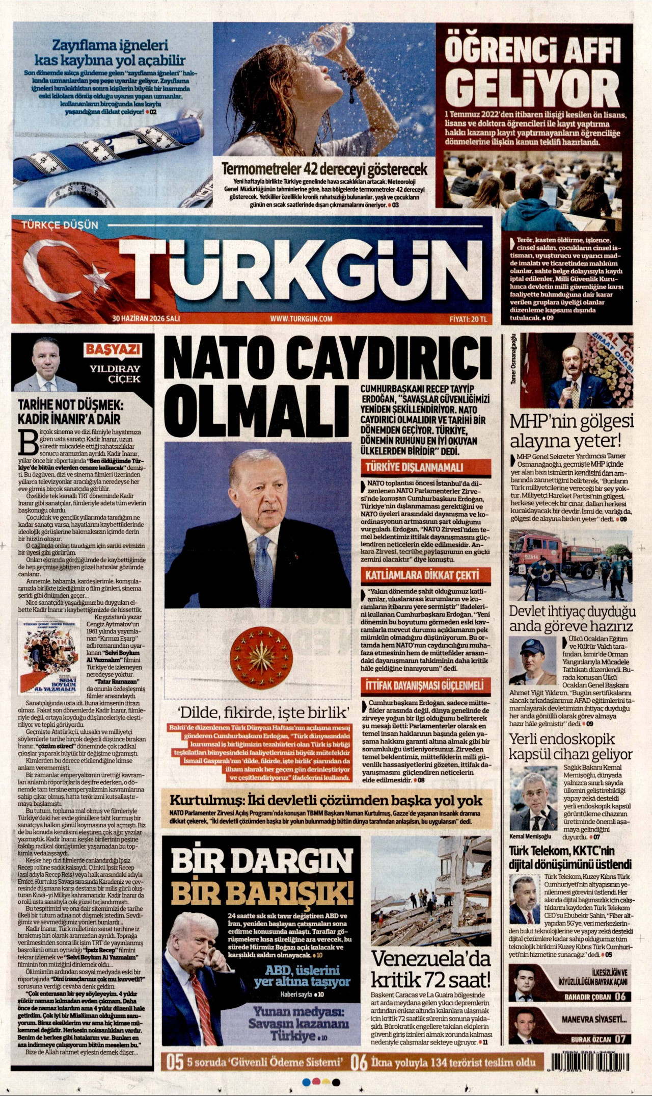 Türkgün Gazetesi Manşeti - 30.06.2026
